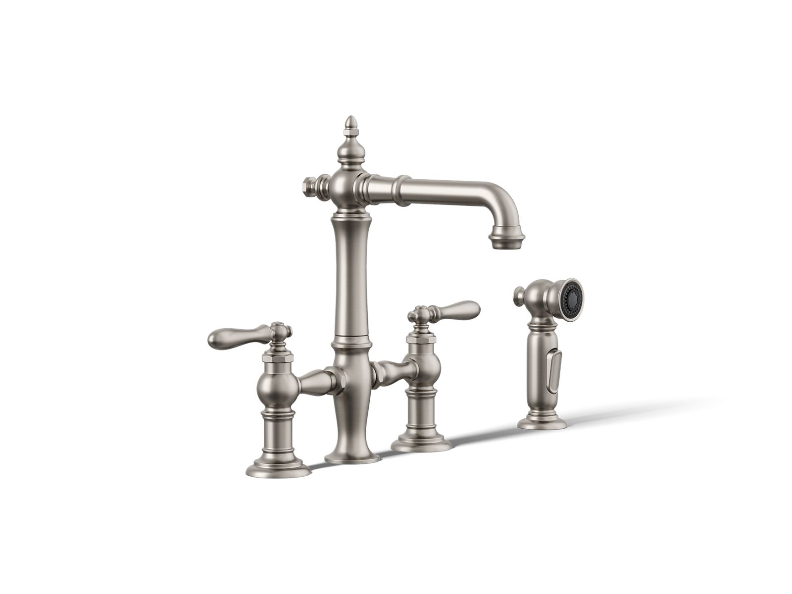 Artifacts® Three-hole bridge bar sink faucet with side sprayer — image 1