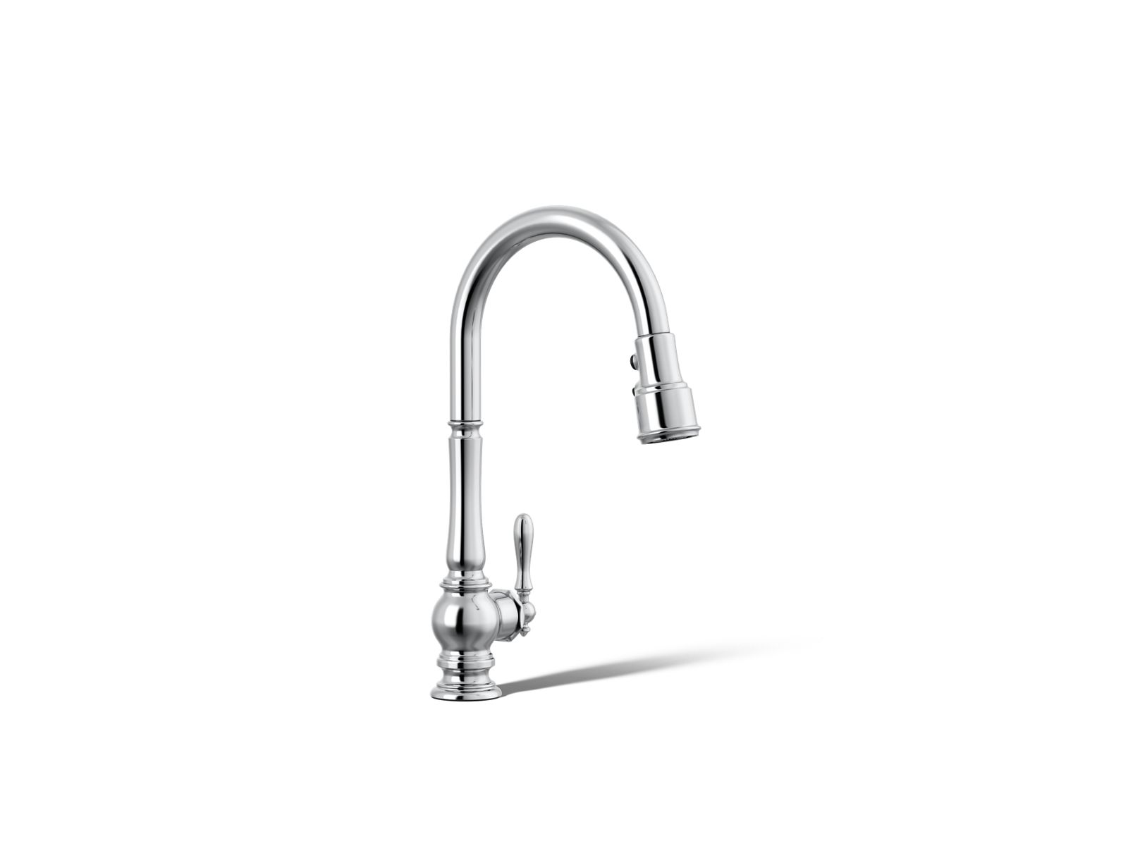 Artifacts® Pull-down kitchen sink faucet with three-function sprayhead