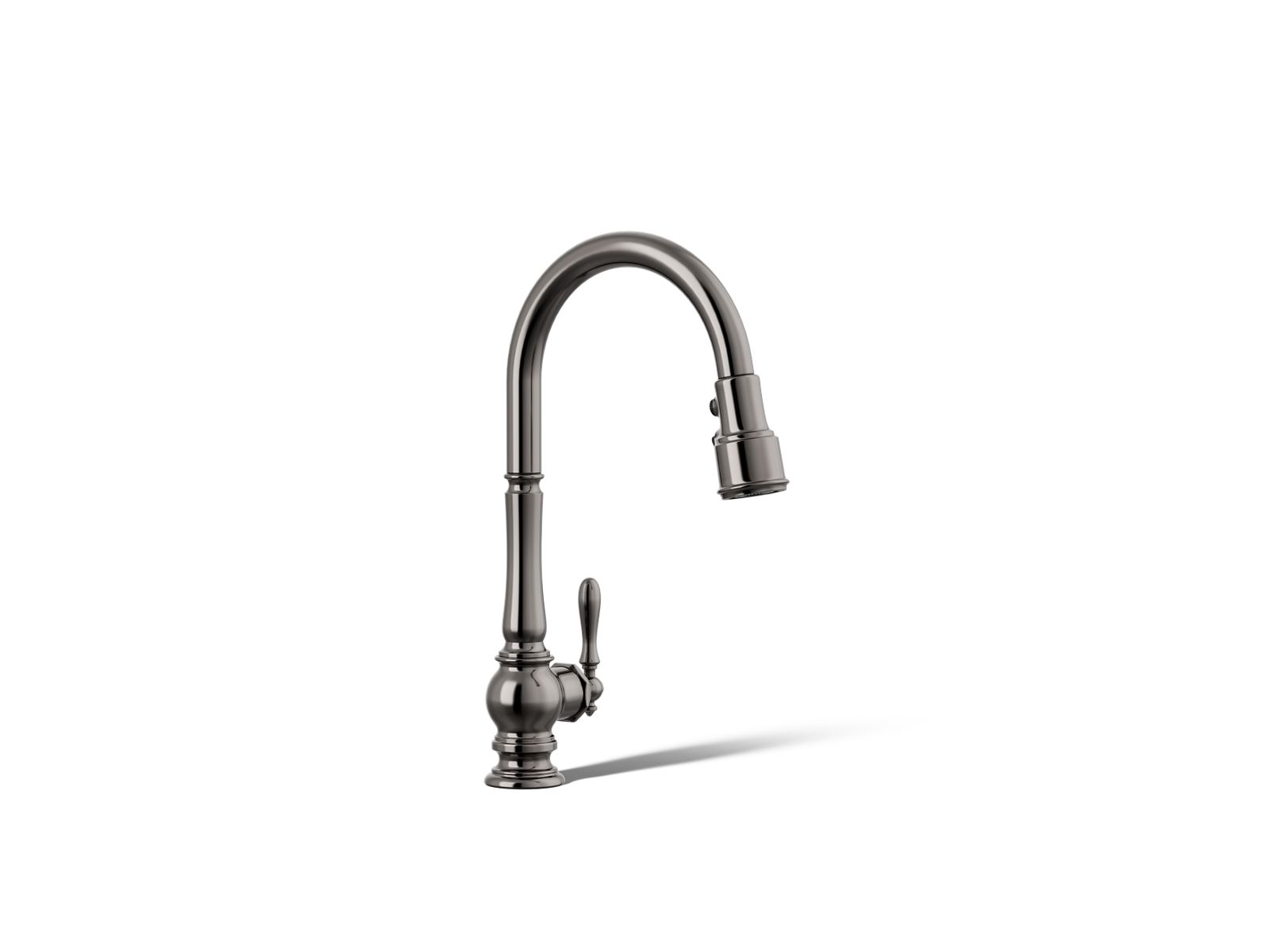 Artifacts® Pull-down kitchen sink faucet with three-function sprayhead