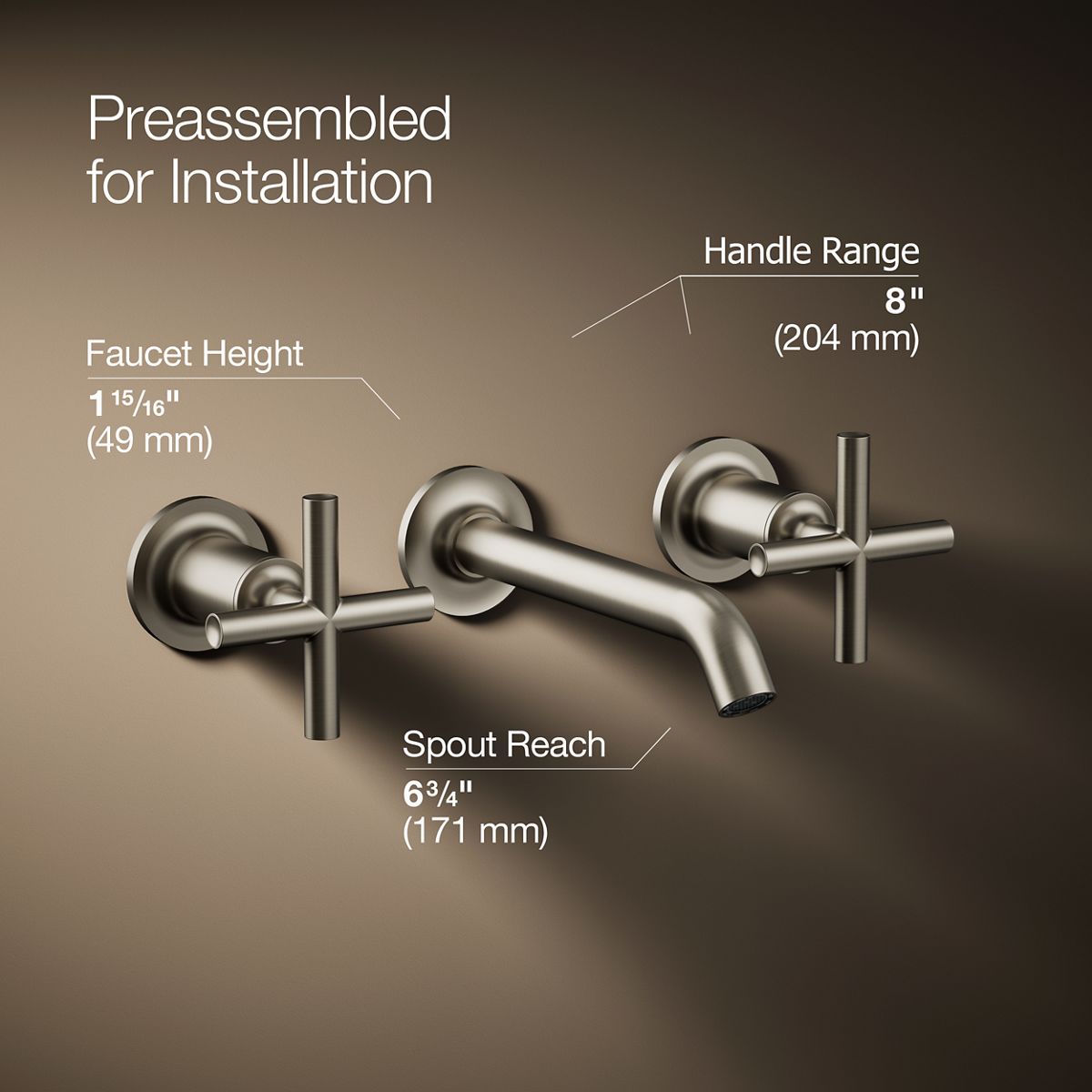 Purist® Wall-mount bathroom sink faucet trim with Cross handles, 1.2 gpm — thumbnail 3