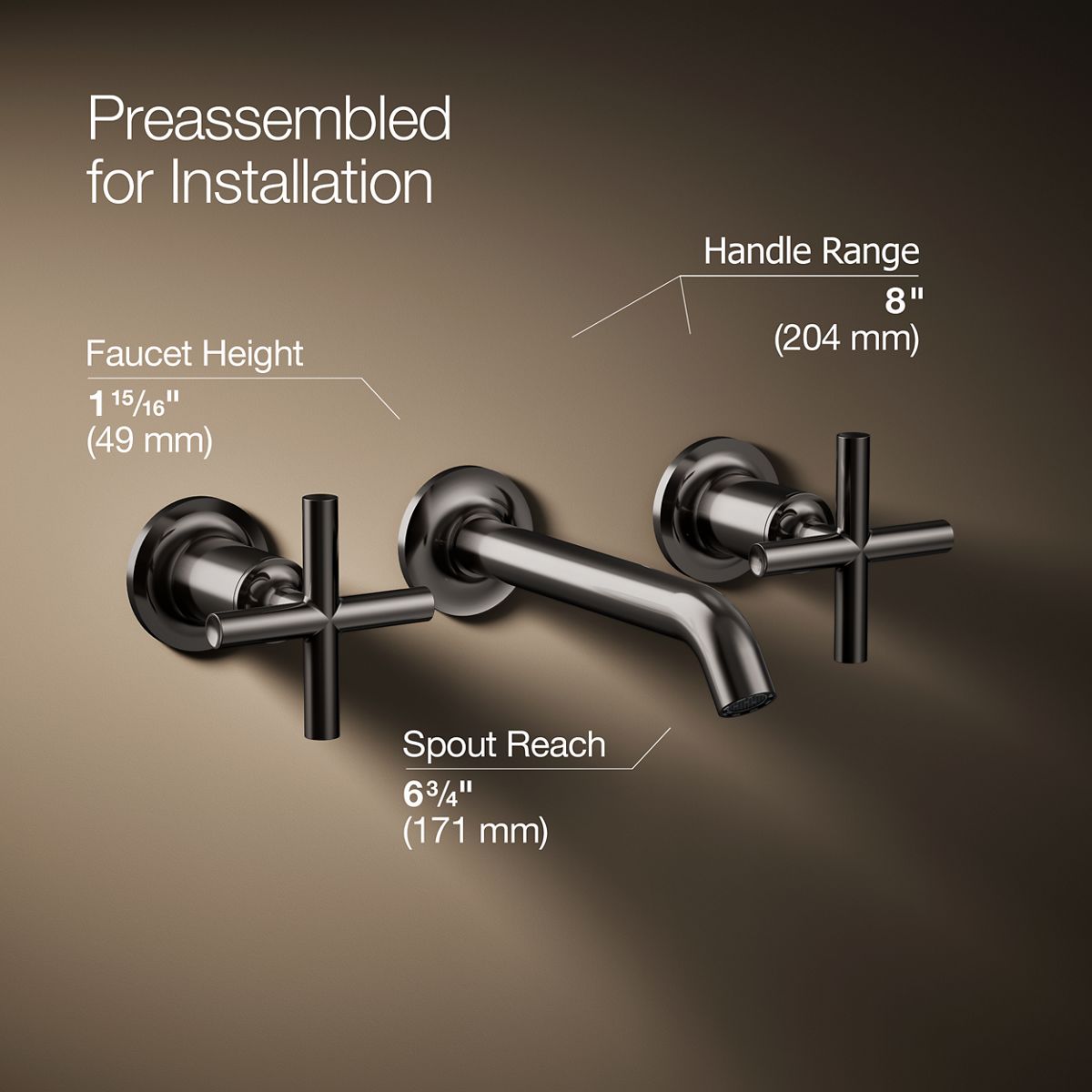 Purist® Wall-mount bathroom sink faucet trim with Cross handles, 1.2 gpm — thumbnail 3
