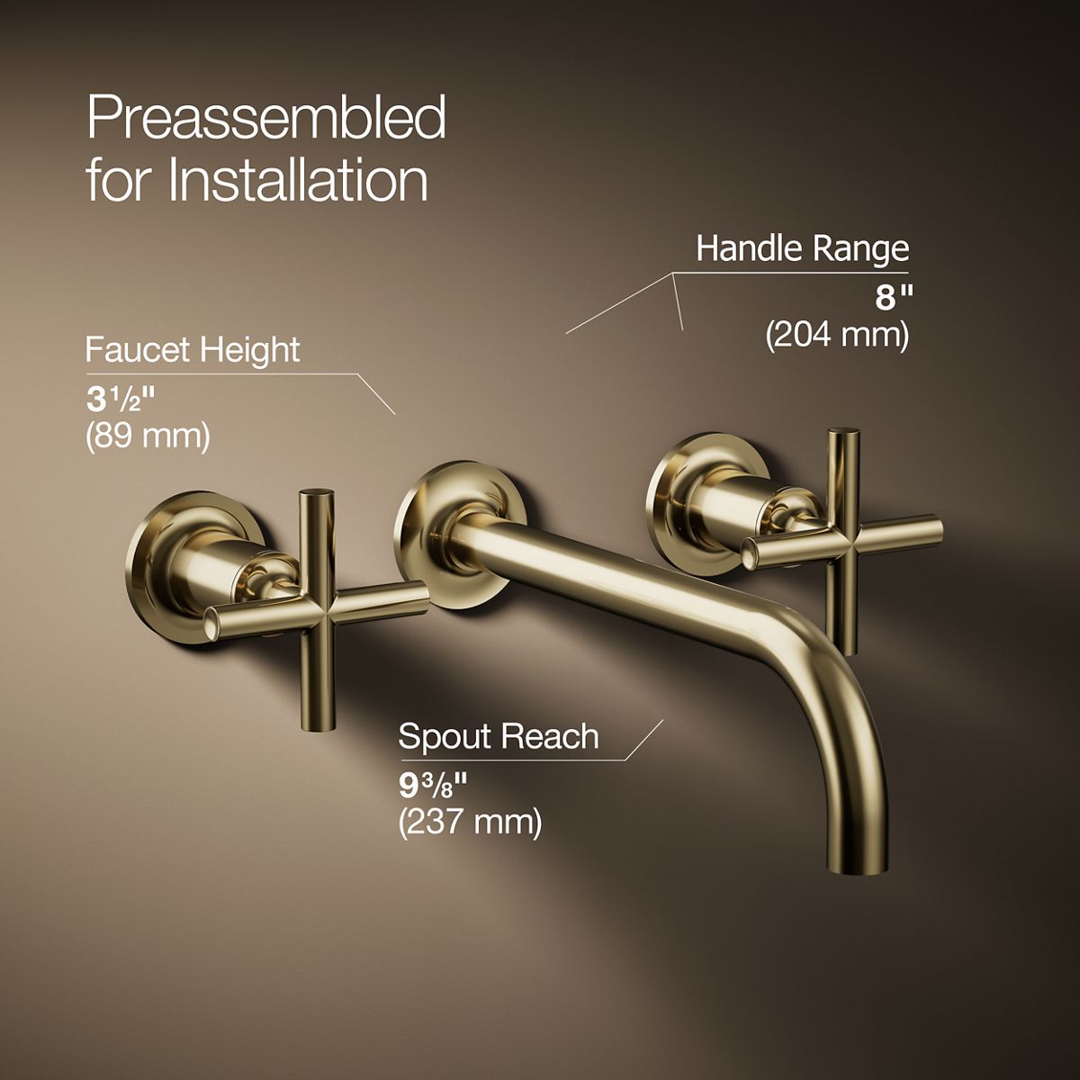 Purist® Wall-mount bathroom sink faucet trim with Cross handles, 1.2 gpm — thumbnail 3