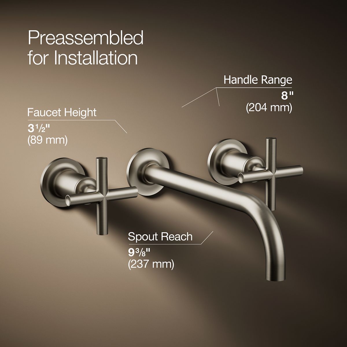 Purist® Wall-mount bathroom sink faucet trim with Cross handles, 1.2 gpm — thumbnail 3