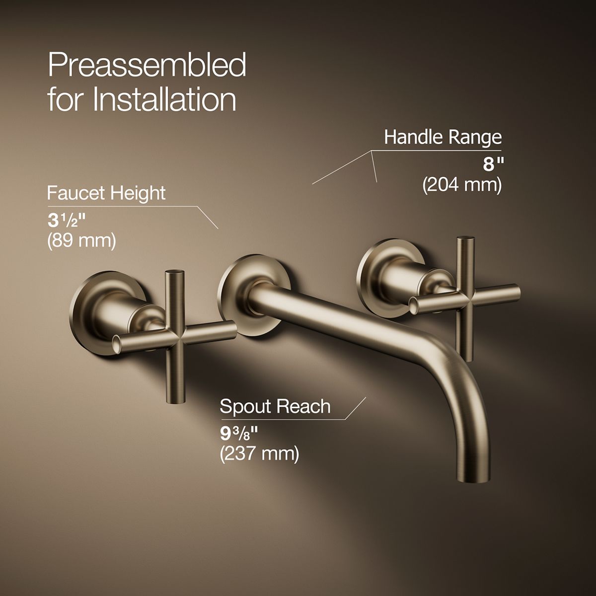 Purist® Wall-mount bathroom sink faucet trim with Cross handles, 1.2 gpm — thumbnail 3