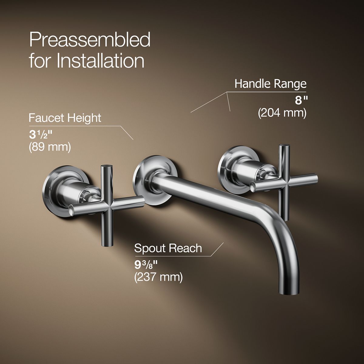 Purist® Wall-mount bathroom sink faucet trim with Cross handles, 1.2 gpm — thumbnail 3