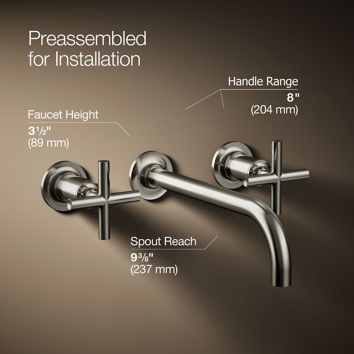 Purist® Wall-mount bathroom sink faucet trim with Cross handles, 1.2 gpm — thumbnail 3