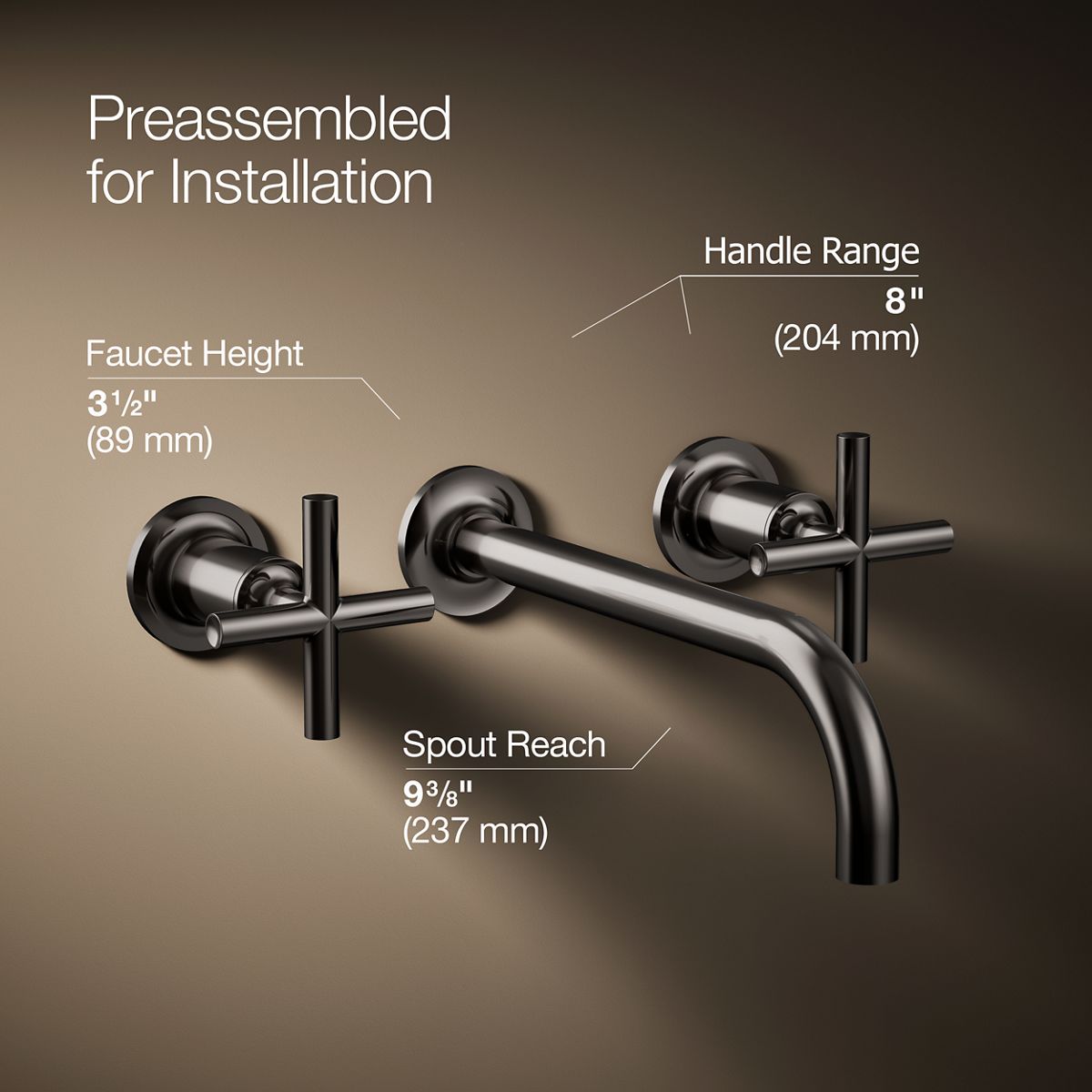 Purist® Wall-mount bathroom sink faucet trim with Cross handles, 1.2 gpm — thumbnail 3