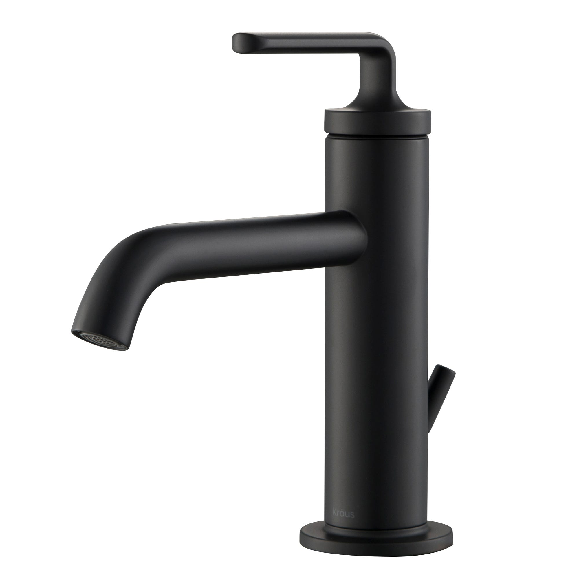 Single Handle Basin Bathroom Faucet with Lift Rod Drain in Matte Black