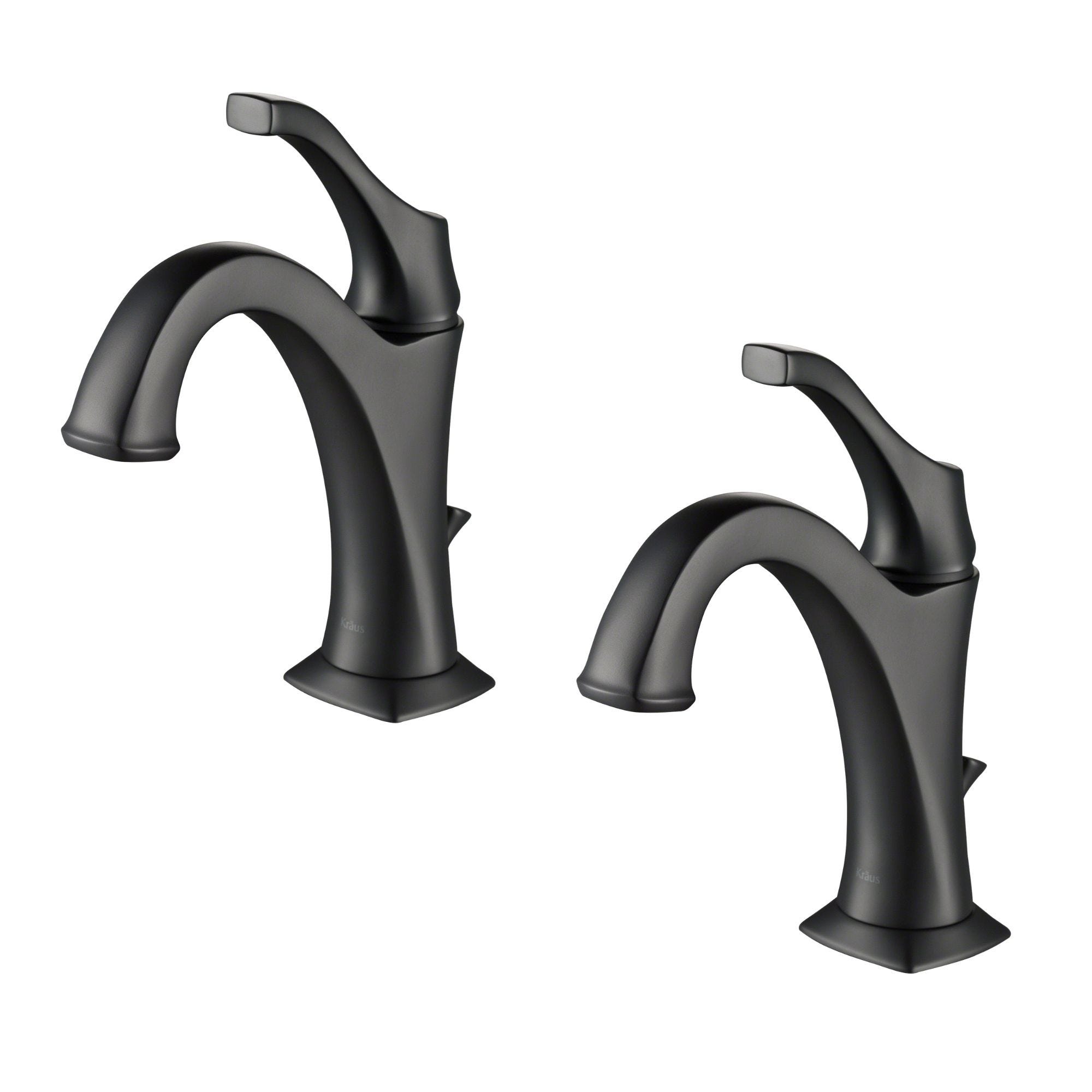 Single Handle Basin Bathroom Faucet with Lift Rod Drain and Deck Plate in Matte Black (2-Pack) — image 1