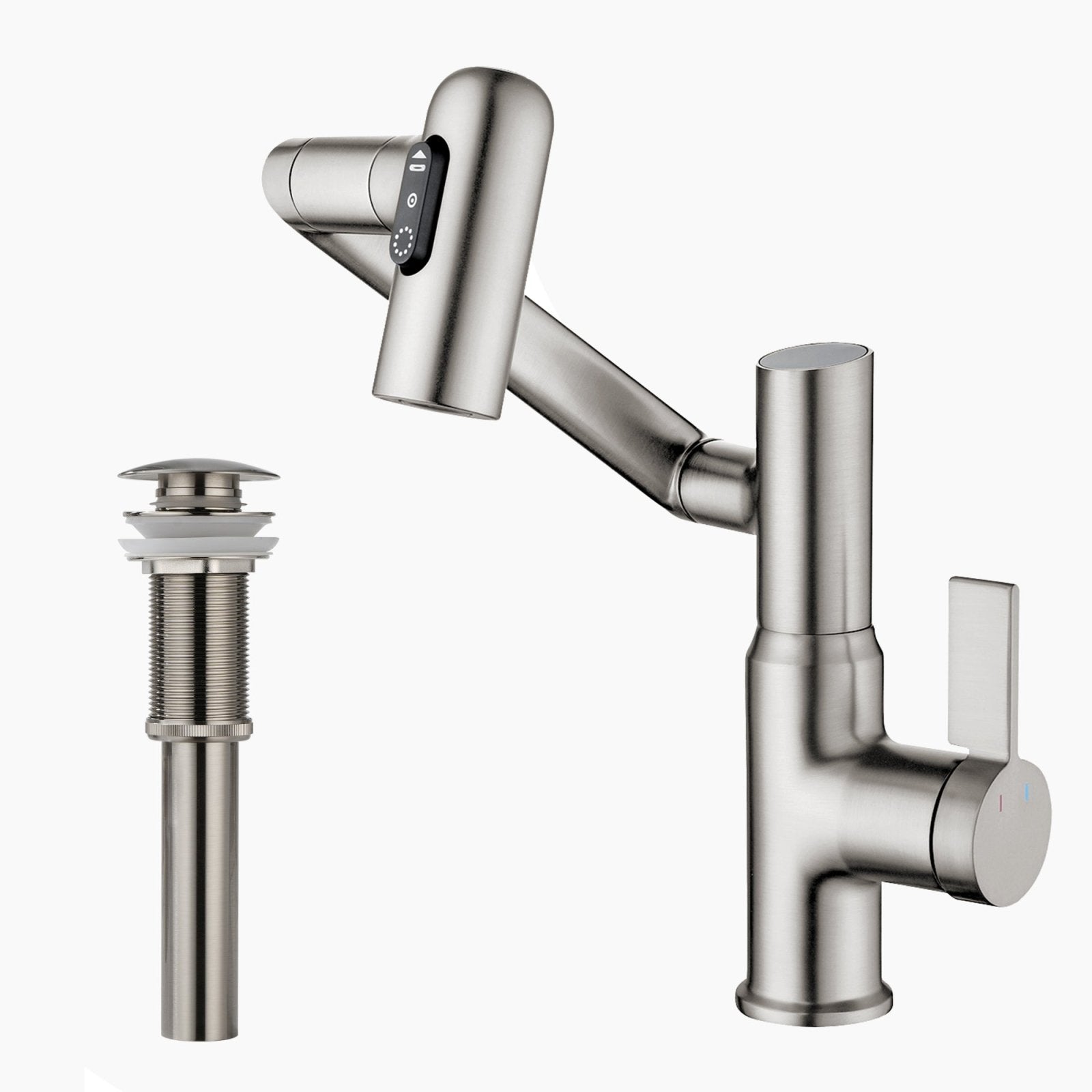 Lefton Single-Hole Rotatable Faucet with Temperature Display-BF2204 with Pop-up Bathroom Sink Drain Stopper Without Overflow-D01