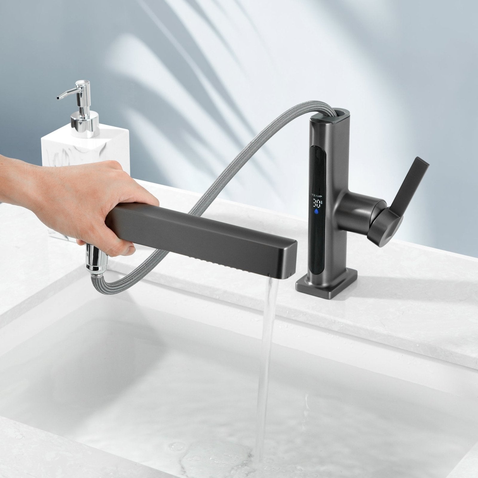 Recertified-Lefton Single-Hole Pull-Out Faucet with Temperature Display (Celsius Only)-BF2206 — thumbnail 3