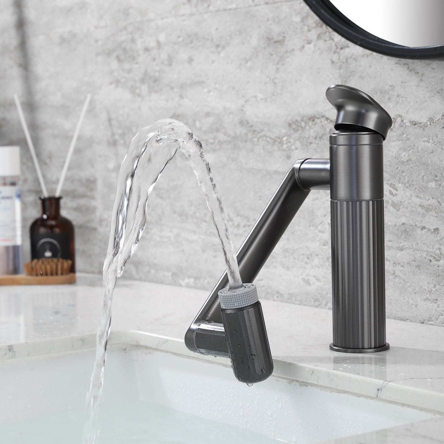 Lefton 360° Rotatable Single-Hole Bathroom Faucet-BF2208 — thumbnail 2
