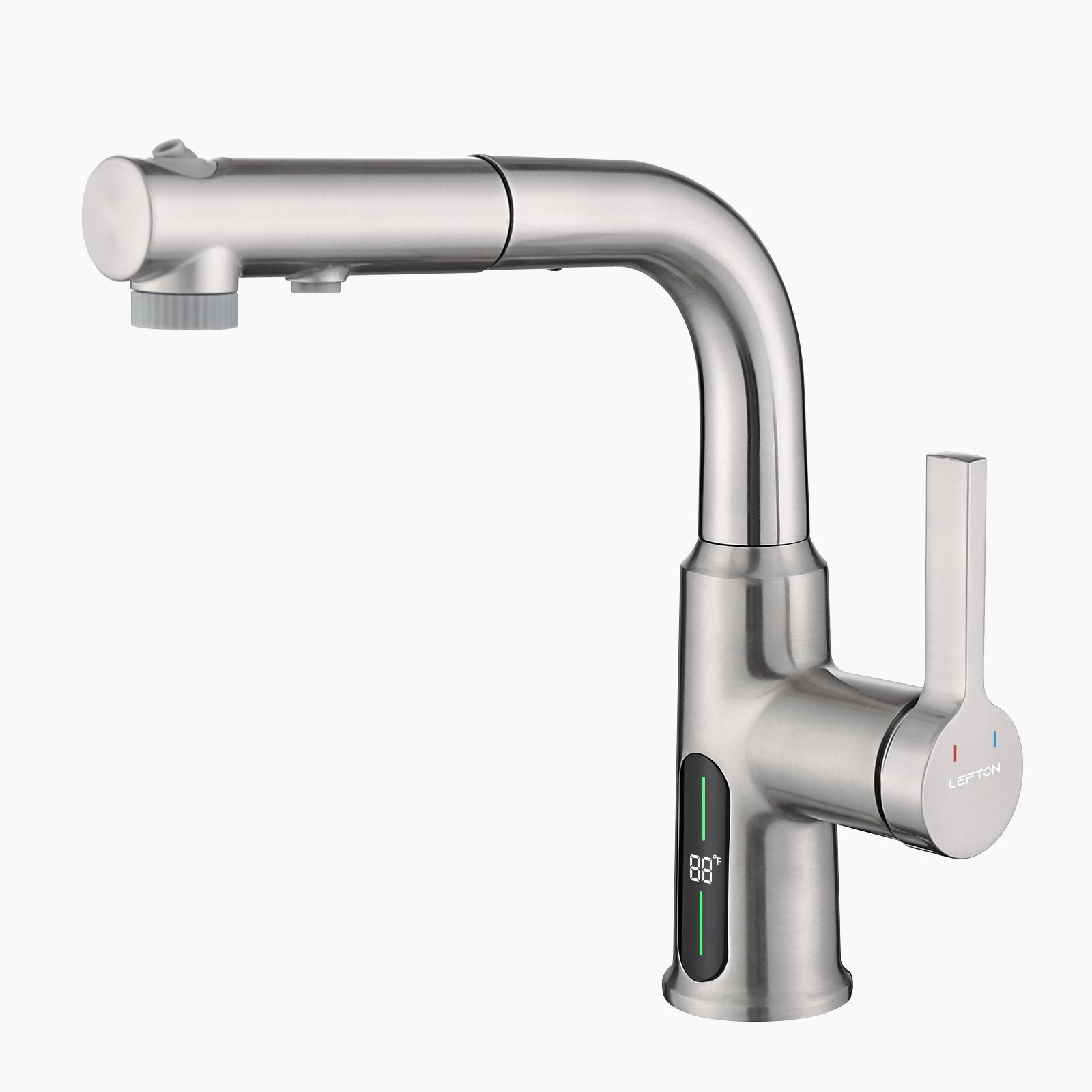 Lefton Single-Hole Liftable Pull-Out Bathroom Faucet With Temperature Display-BF2501