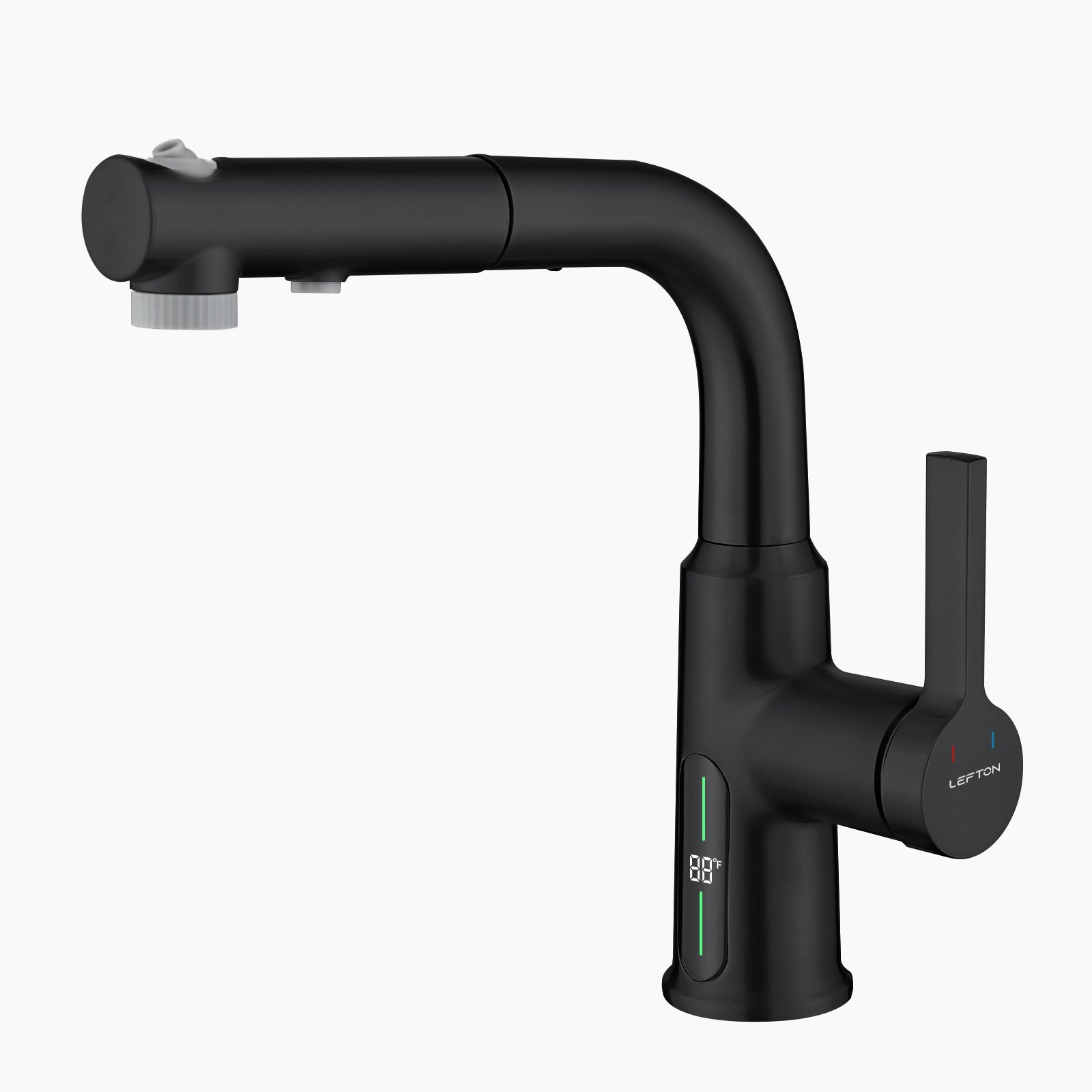 Lefton Single-Hole Liftable Pull-Out Bathroom Faucet With Temperature Display-BF2501