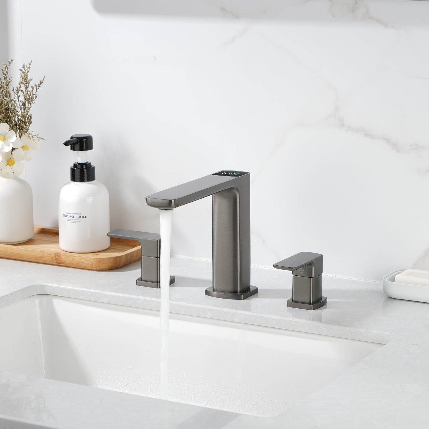 Recertified-Lefton Widespread 2-handle Bathroom Faucet with Temperature Display-BFWS2402 — thumbnail 2