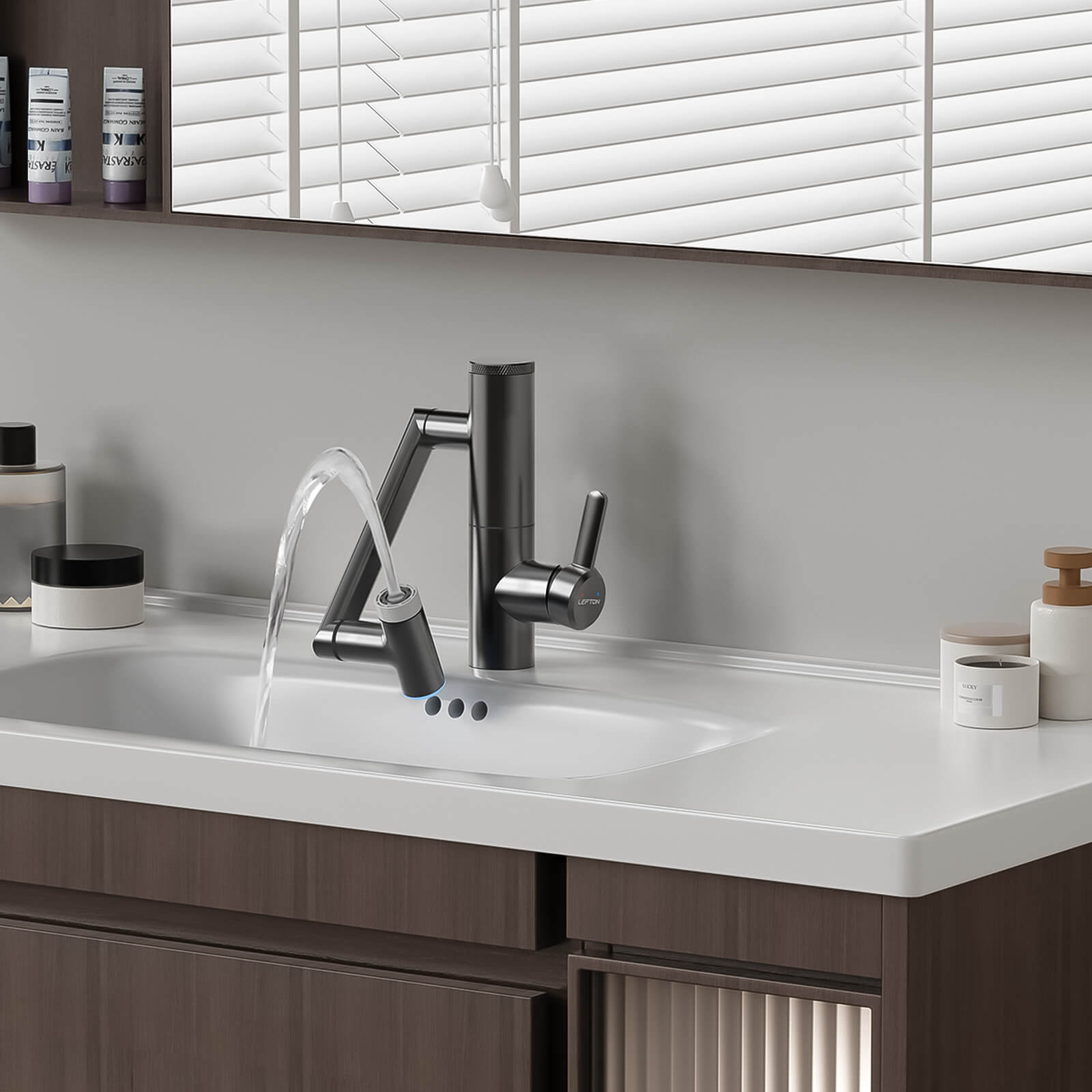 Lefton Single-Handle 1080° Rotating Bathroom Built-in Filter Faucet With Temperature Display-BPF01 — thumbnail 3