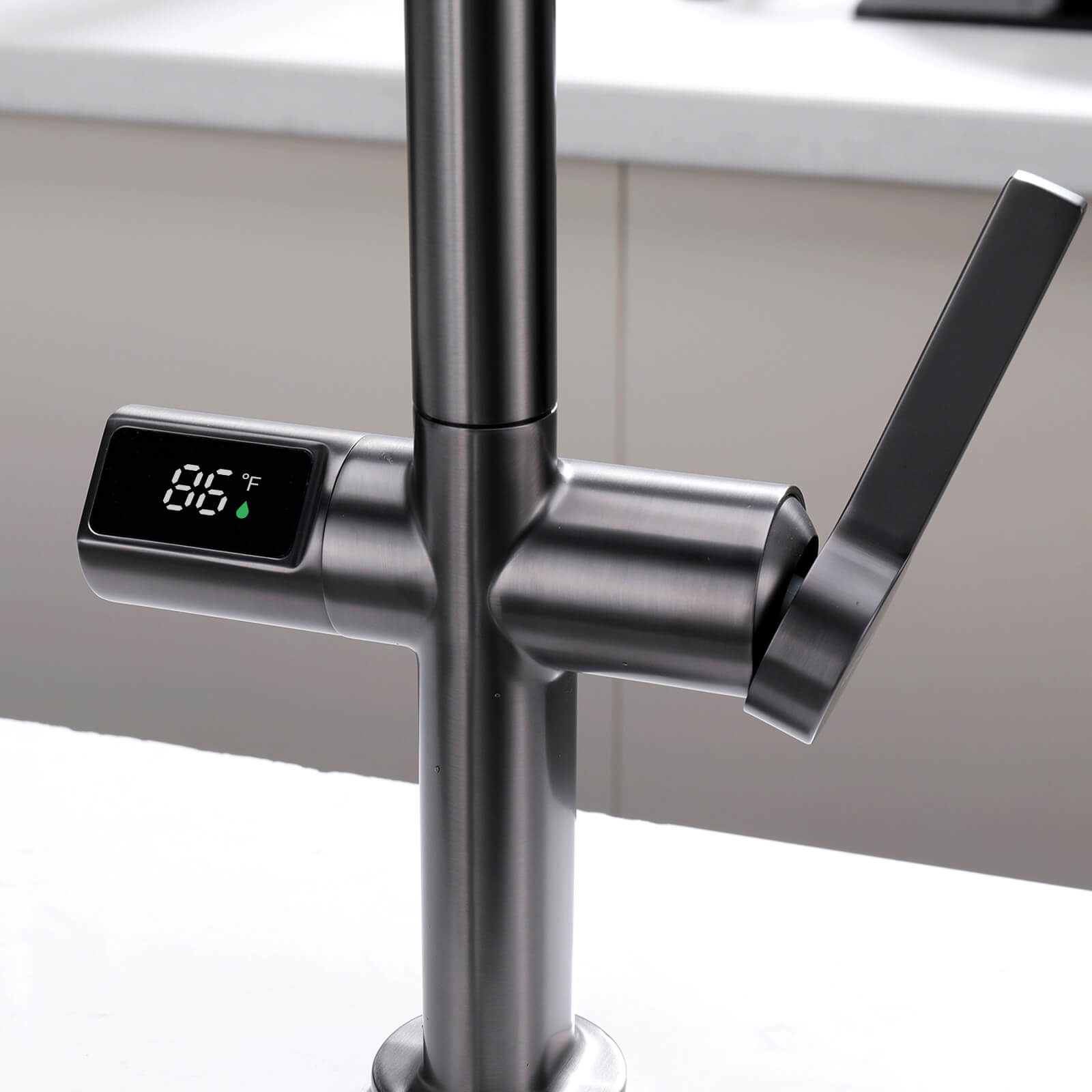 Lefton Touchless Sensor & Pull-Down Kitchen Faucet with Temperature Display-KF2206 with Countertop Glass Rinser-KFR2202 — thumbnail 2