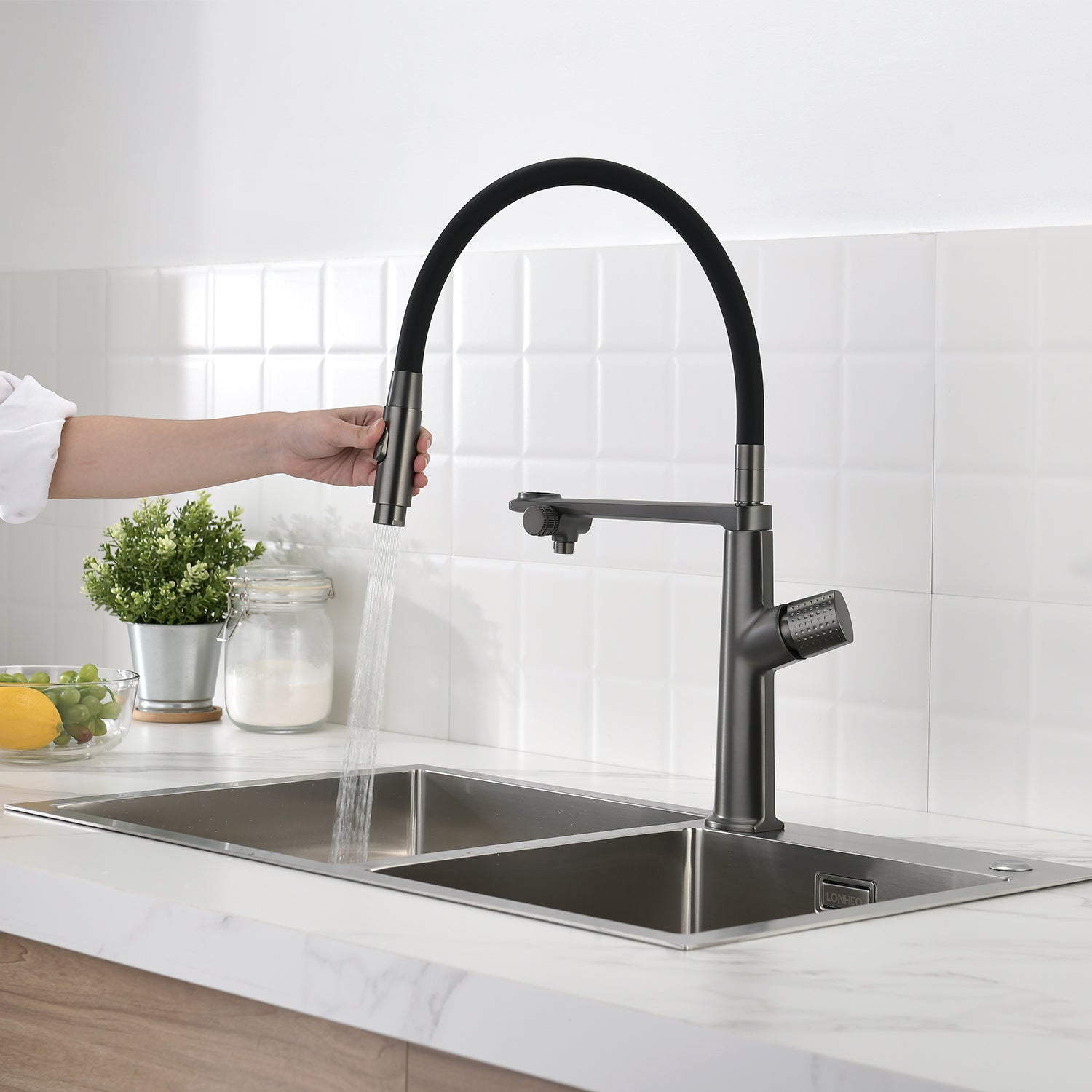Recertified-Lefton Copper Kitchen Single-Hole Rotatable Faucet with Water Filter-KF2208 — image 1