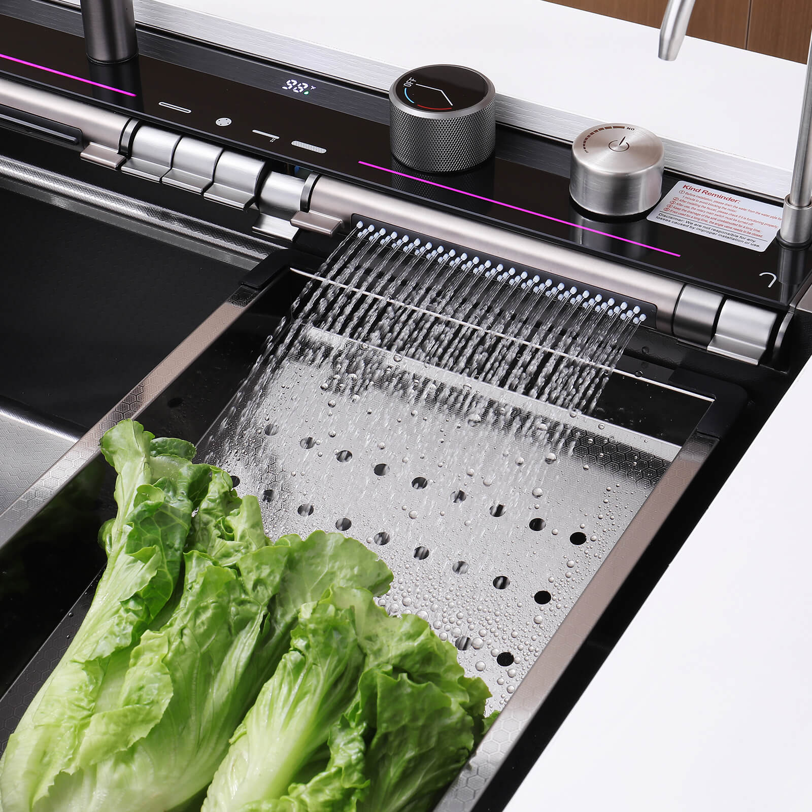 Lefton 33"x22" Stainless Steel Workstation Kitchen Sink with Pull-out Faucet & Digital Display-KS2207L-PRO — thumbnail 3