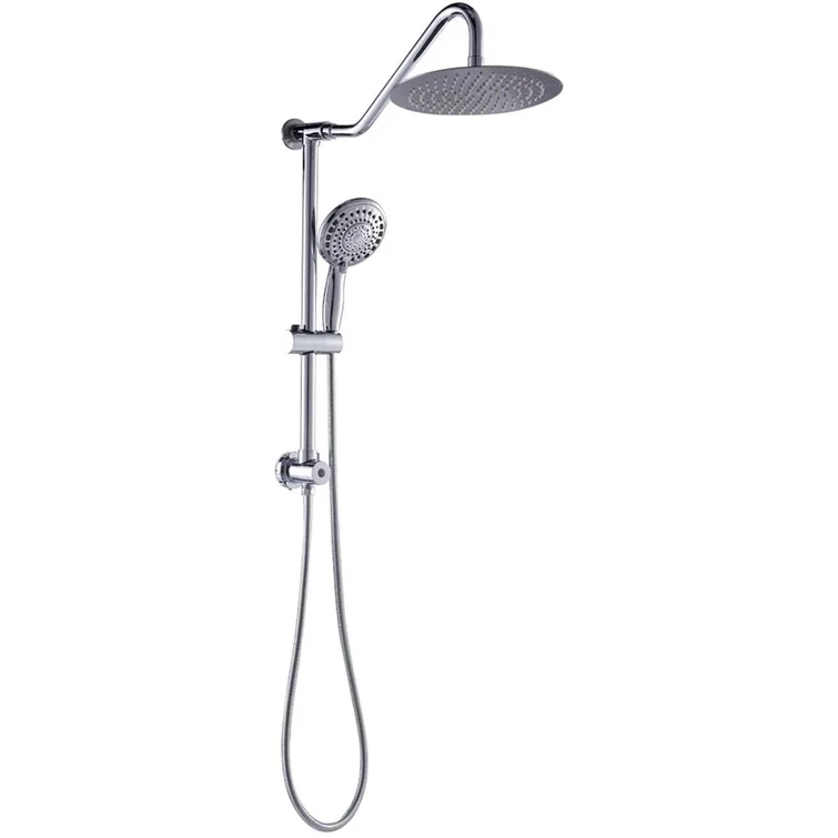 Lordear 10'' Stainless steel Wall Mounted Round High Pressure Shower Head with Handheld Shower and Adjustable Slide Bar — image 1