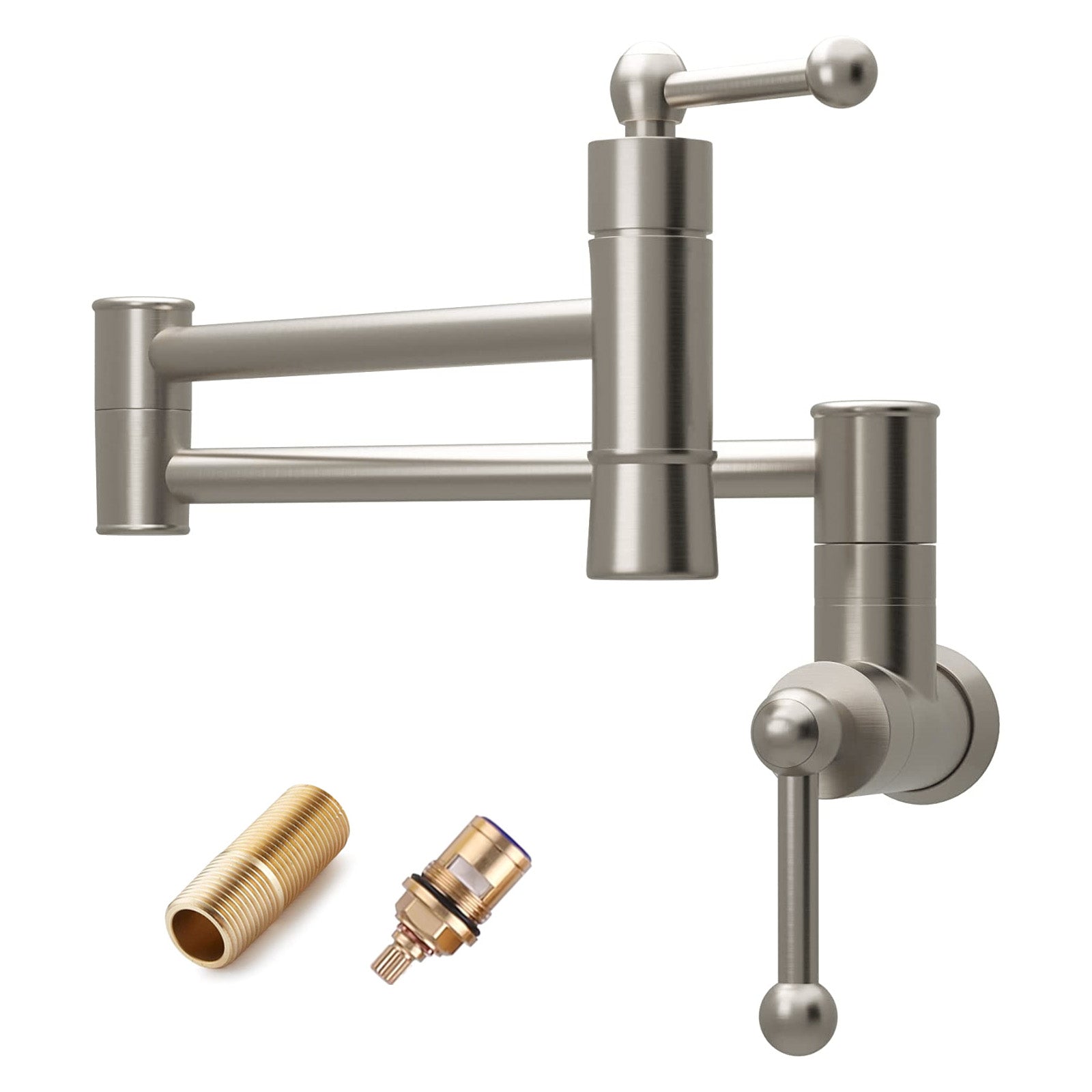 Lordear Solid Brass Wall Mounted Brushed Nickel Pot Filler Faucet