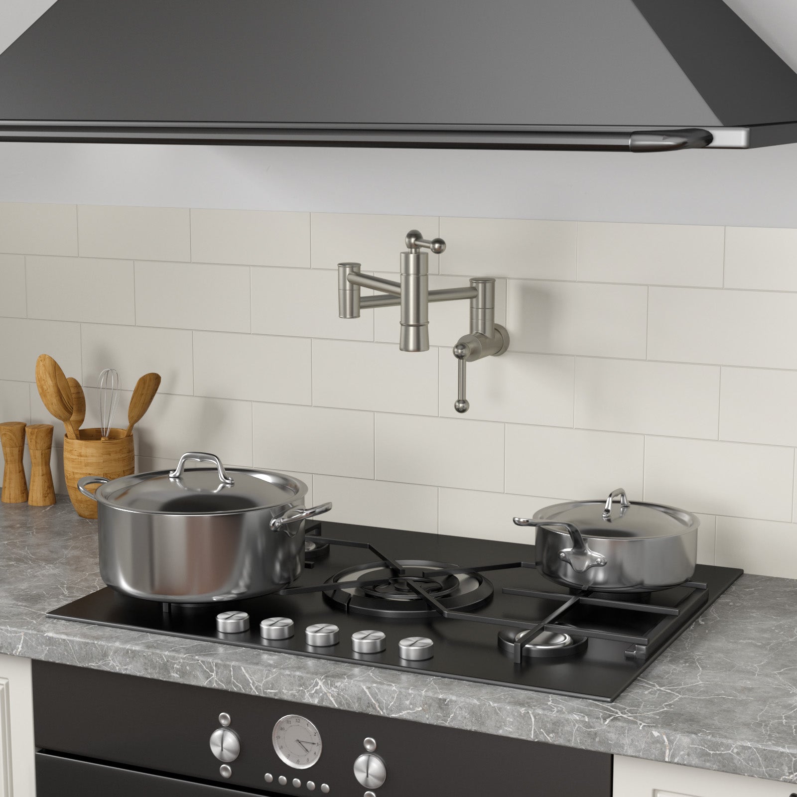 Lordear Solid Brass Wall Mounted Brushed Nickel Pot Filler Faucet — thumbnail 2