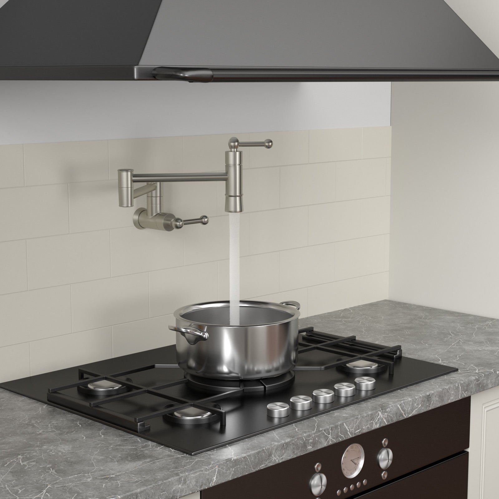 Lordear Solid Brass Wall Mounted Brushed Nickel Pot Filler Faucet — thumbnail 3