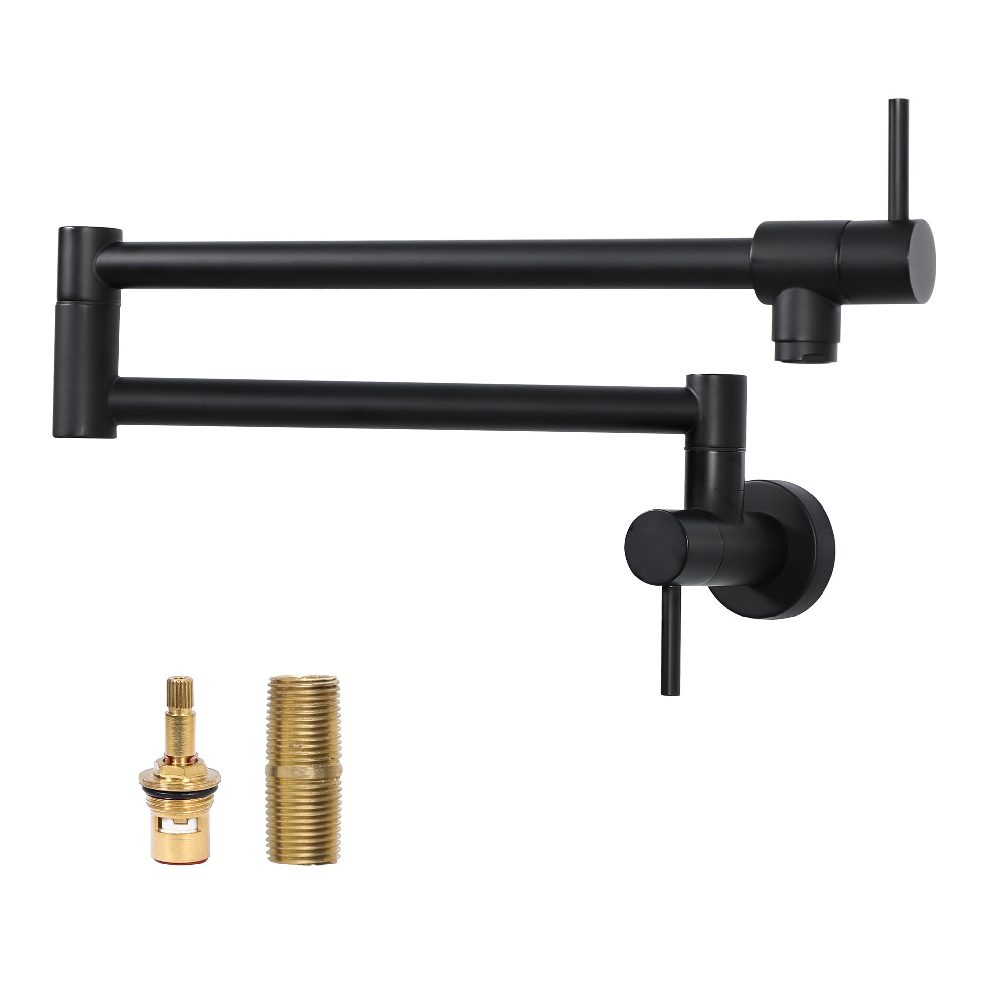 Lordear Two Handles Wall Mount Folding Stretchable Brass Kitchen Faucet — image 1