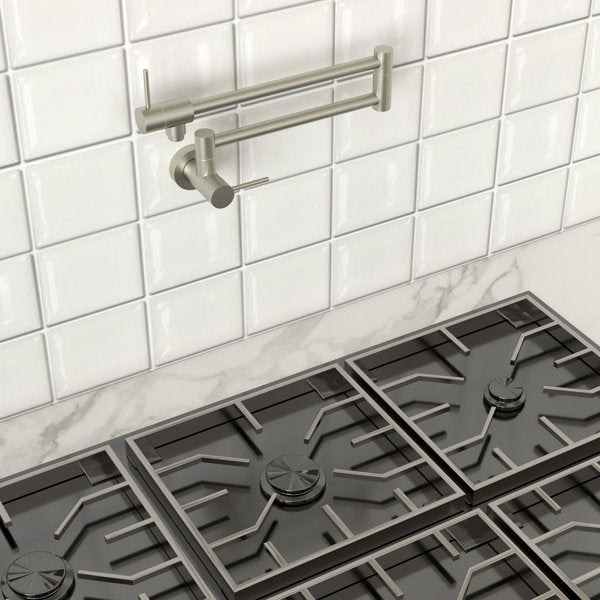 Lordear Two Handles Wall Mount Folding Stretchable Brass Kitchen Faucet — thumbnail 2