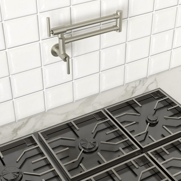 Lordear Wall Mount Folding Double Joint Swing Arms Stainless Steel Kitchen Faucet — thumbnail 3