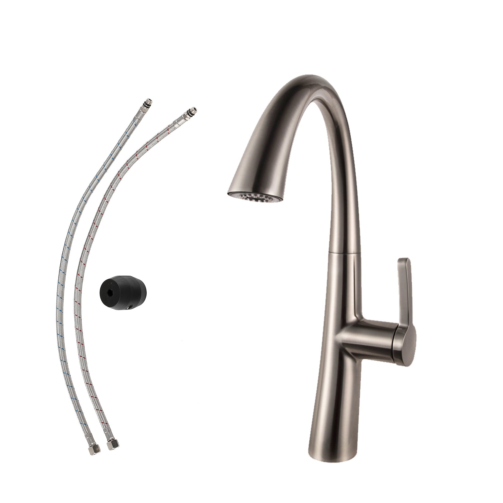 Lordear Modern Single Handle Brushed Nickel Brass Kitchen Faucet