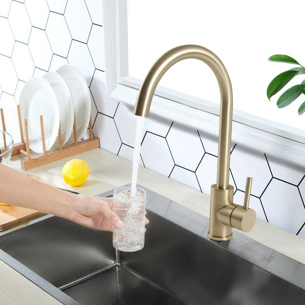 Lordear 360 Degree Single Handle Brass Kitchen Faucet — thumbnail 3