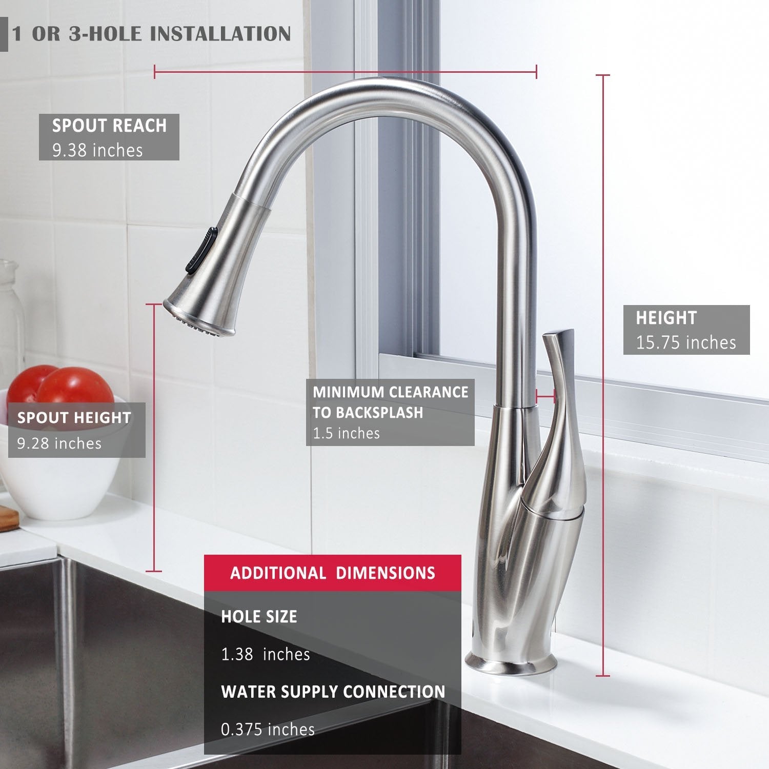 Lordear Flower Vase Shape Pull-Down Stainless Steel Kitchen Faucet — thumbnail 2