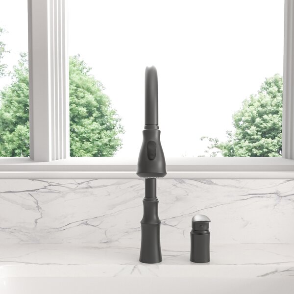 Lordear Split 360 Degree Pull Down Black Brass Kitchen Faucet — thumbnail 3