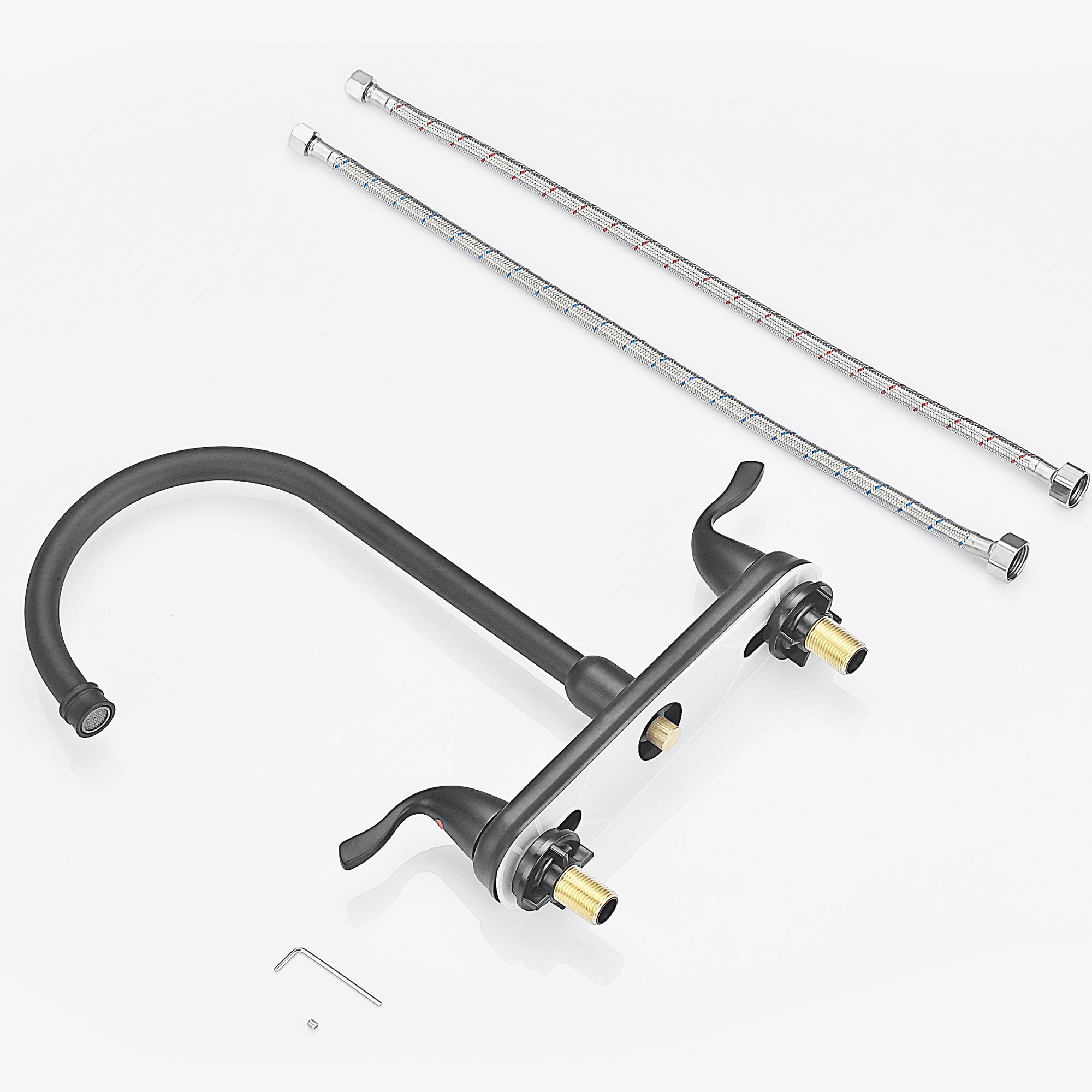 Lordear ‎Brass Double Handle 360° Rotate High-Arch Kitchen Faucet — thumbnail 2