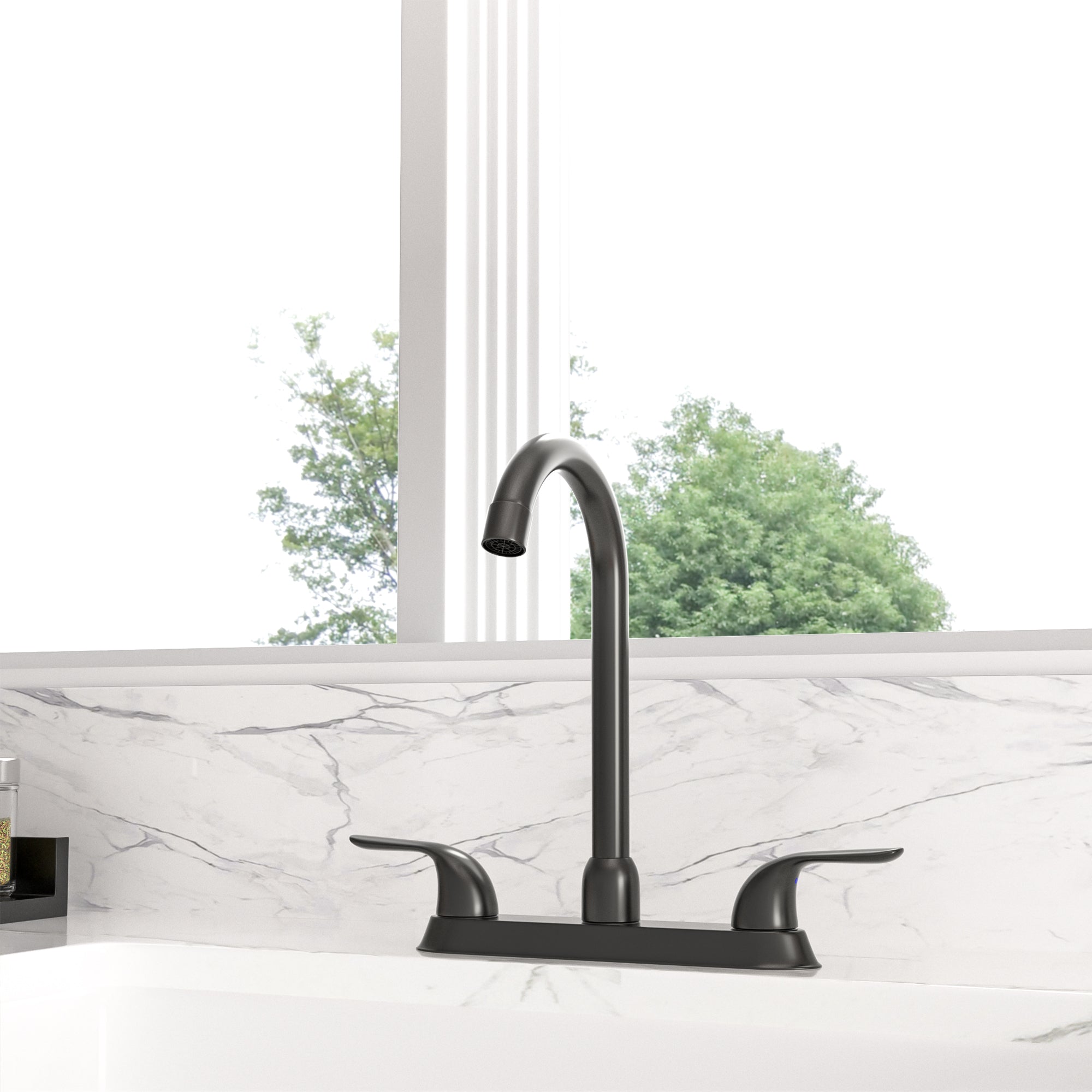 Lordear ‎Brass Double Handle 360° Rotate High-Arch Kitchen Faucet — thumbnail 3