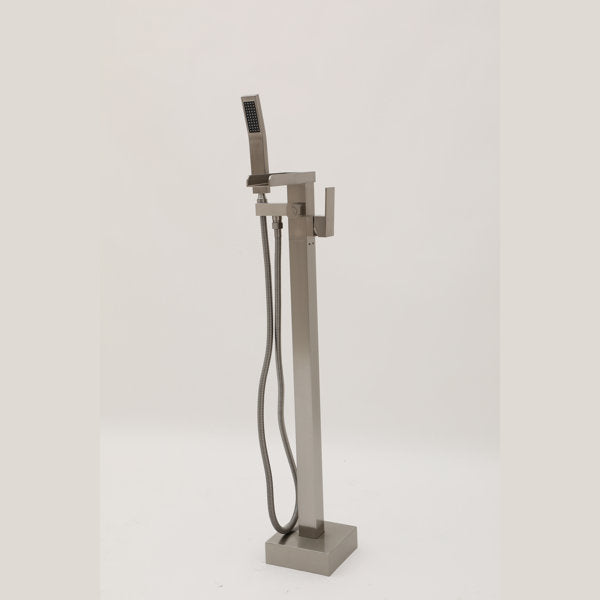 Lordear Freestanding Bathtub Faucet Waterfall Tub Filler Floor Mount Brass Bathroom Faucets with Hand Shower — thumbnail 2