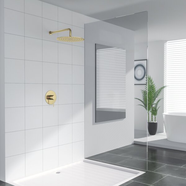 Lordear 10'' Stainless Steel Round Gold Shower Head with Valve — thumbnail 2