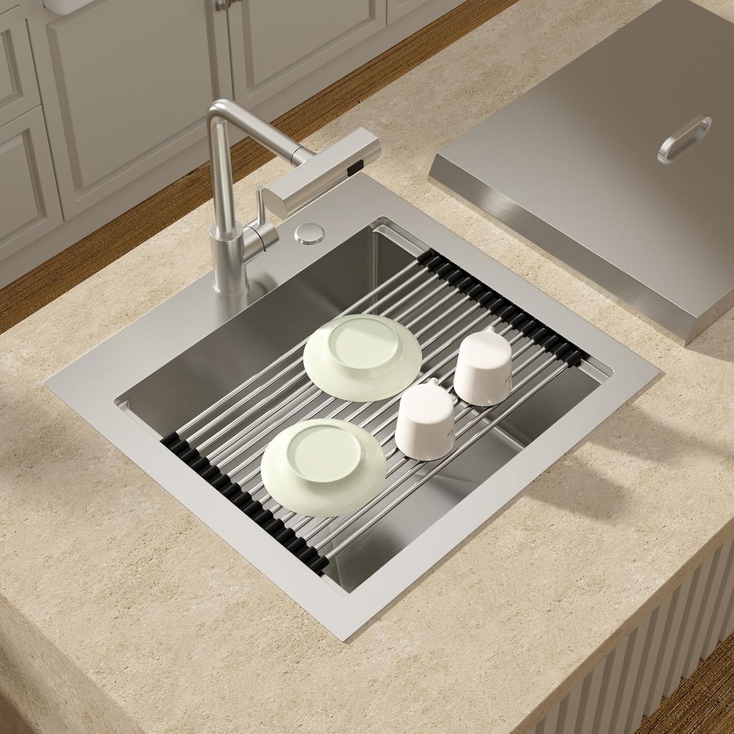 Lordear 21'' Drop-in Workstation Single Bowl Stainless Steel Outdoor Sink — thumbnail 2