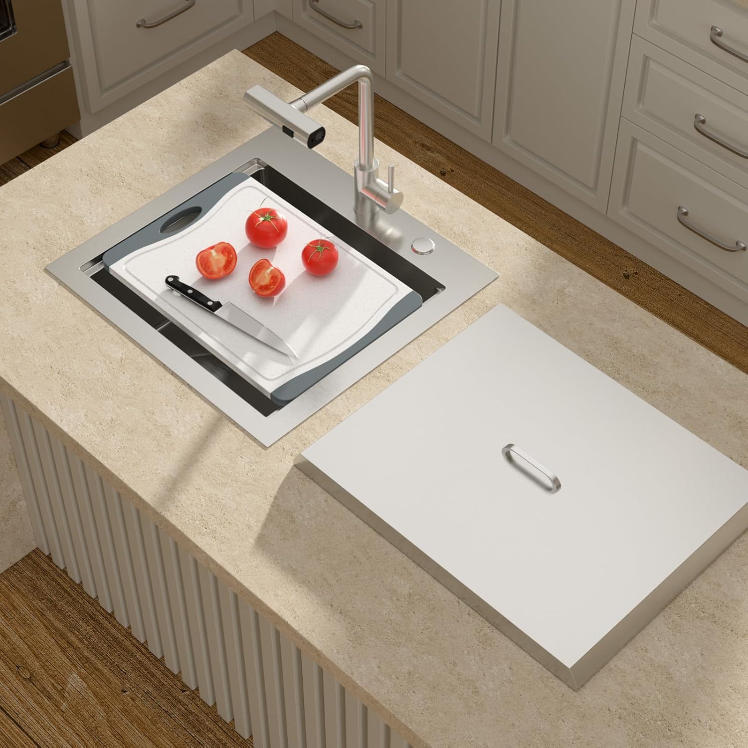 Lordear 21'' Drop-in Workstation Single Bowl Stainless Steel Outdoor Sink — thumbnail 3