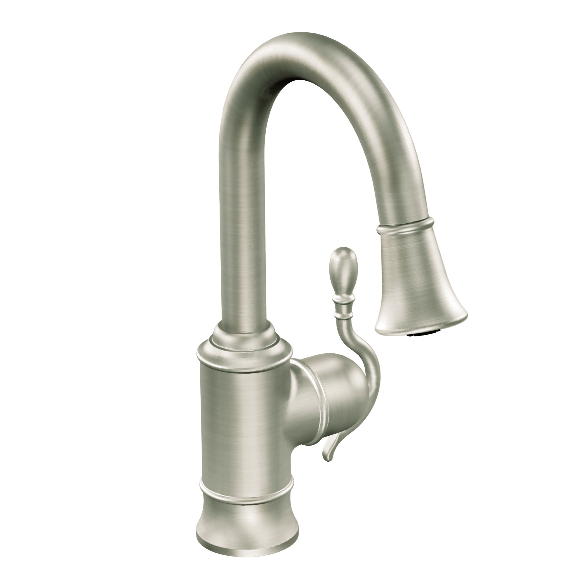 Woodmere Chrome one-handle high arc pulldown bar faucet — image 1