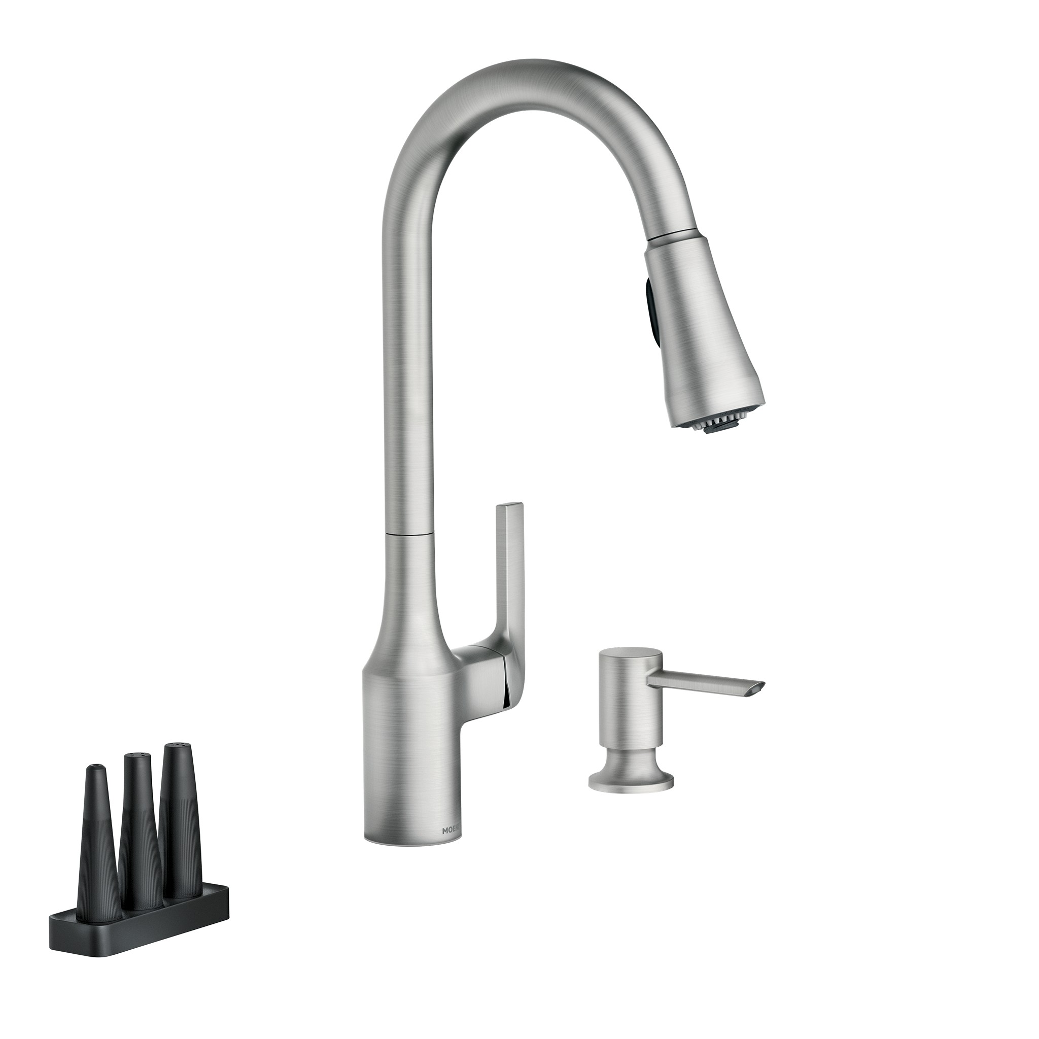 Milton Pulldown Kitchen Faucet with Bottle Cleaning Attachments