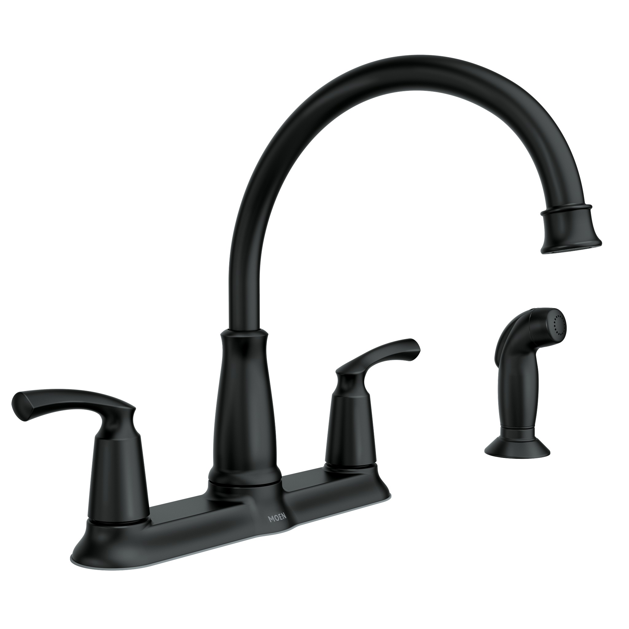Bexley Matte black two-handle high arc kitchen faucet