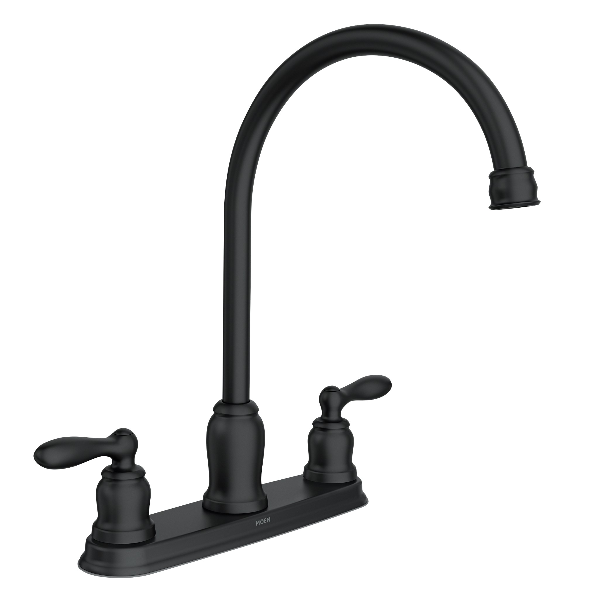 Caldwell Matte black two-handle high arc kitchen faucet