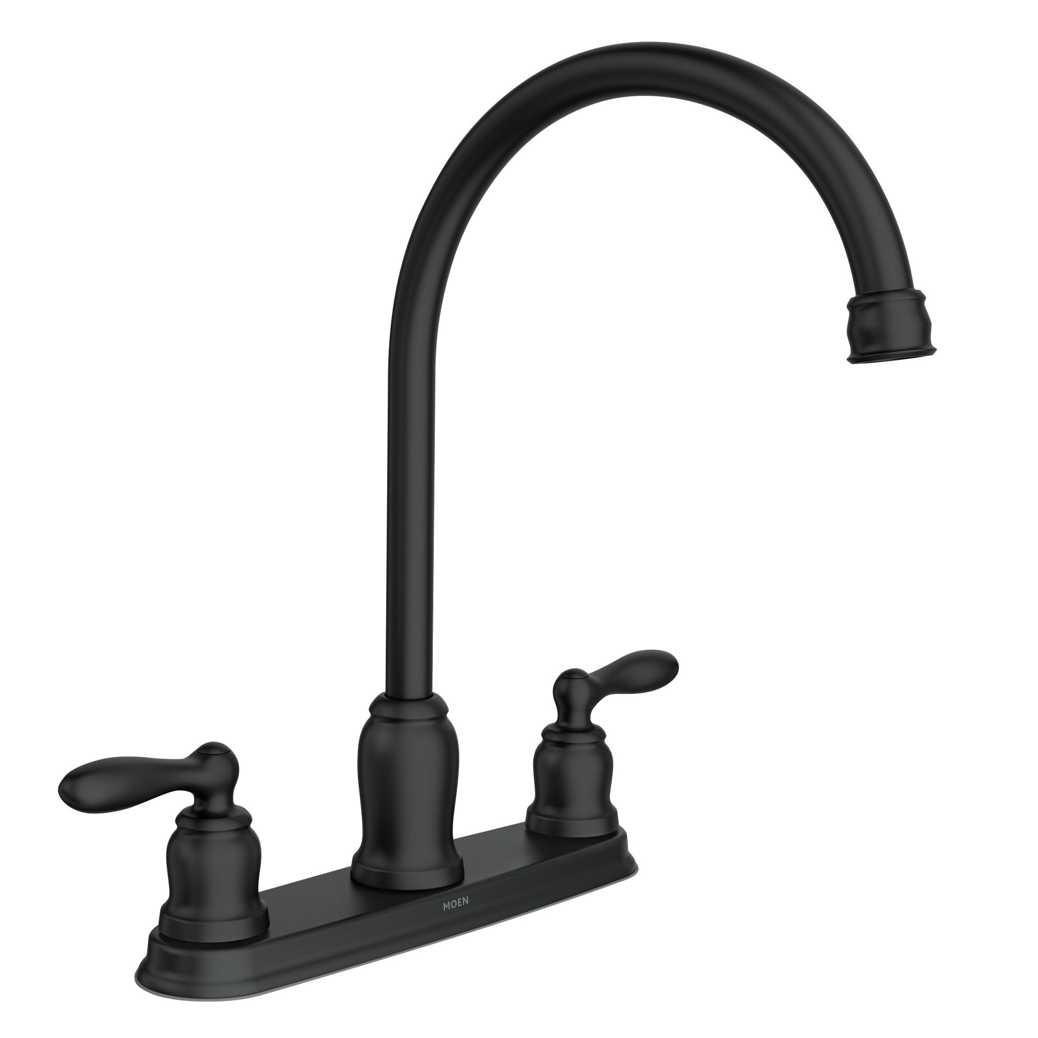 Caldwell Matte black two-handle high arc kitchen faucet — image 1