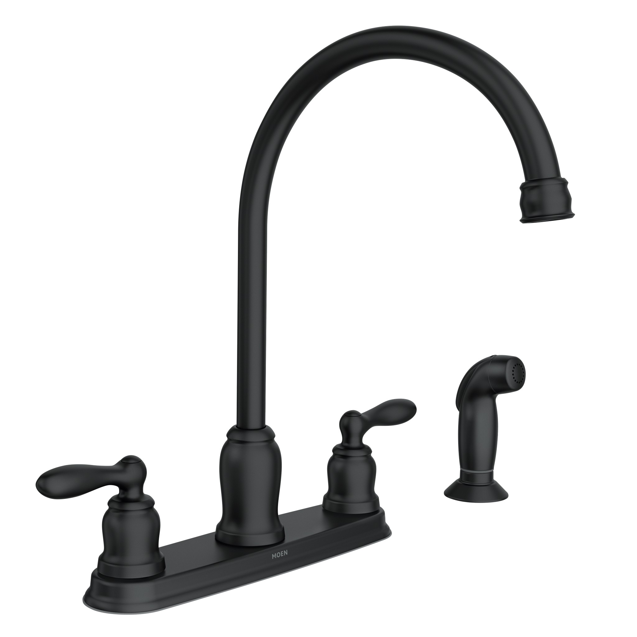 Caldwell Matte black two-handle high arc kitchen faucet
