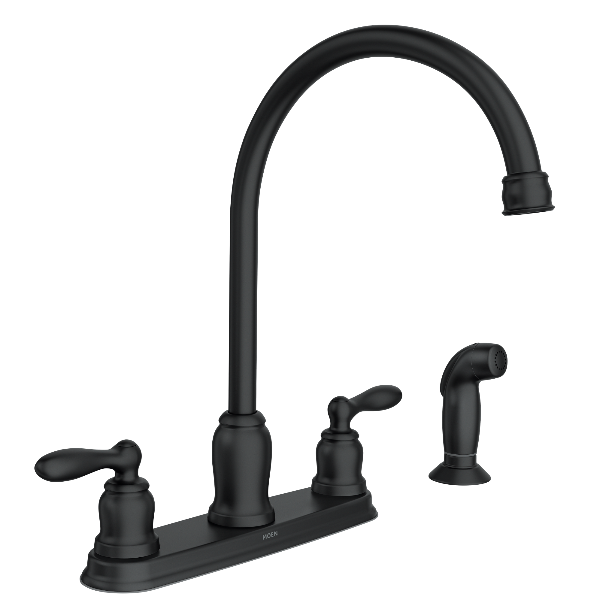 Caldwell Matte black two-handle high arc kitchen faucet — image 1