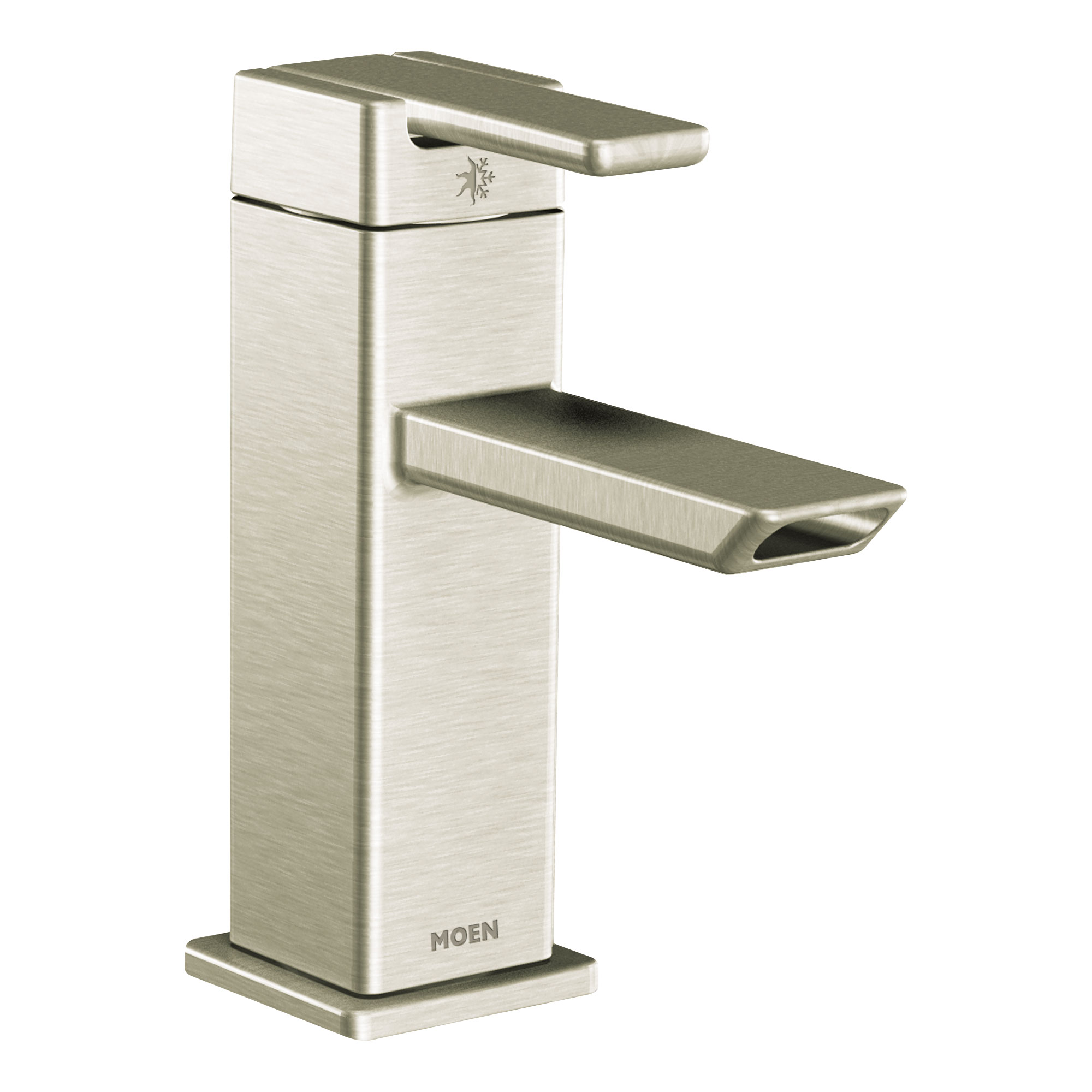 90 Degree Chrome One-Handle Low Arc Bathroom Faucet — image 1