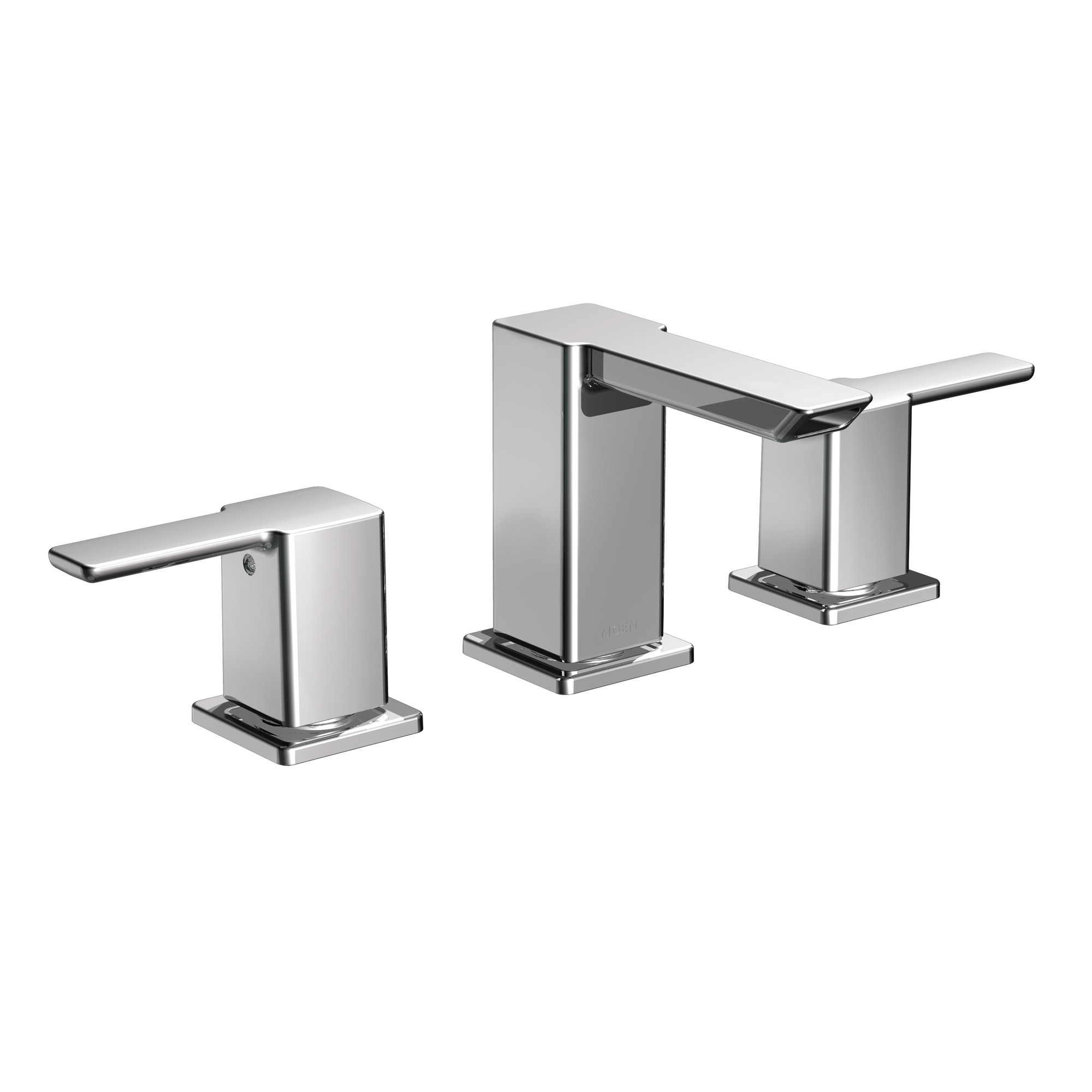 90 Degree Chrome Two-Handle Low Arc Bathroom Faucet — image 1