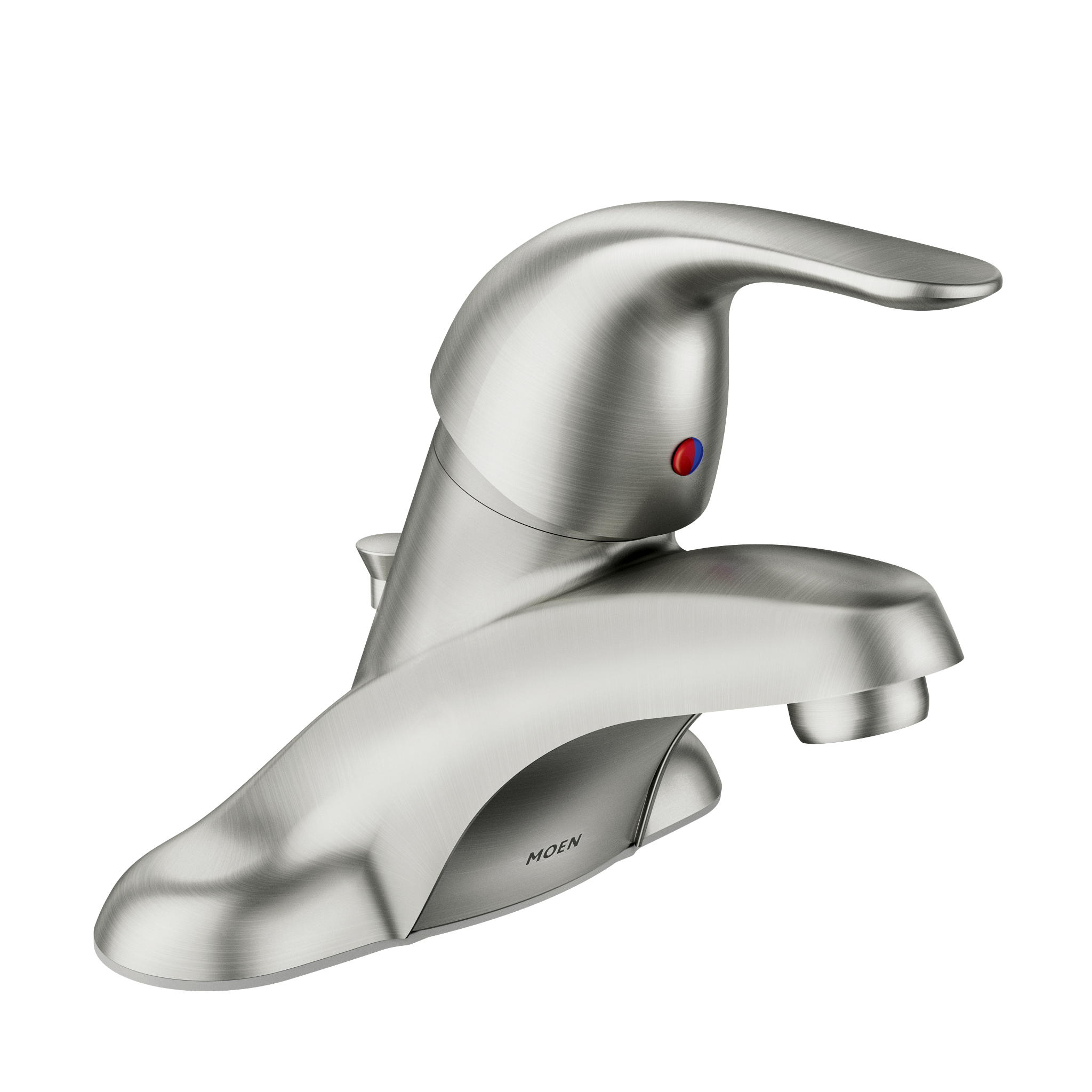 Adler Spot resist brushed nickel one-handle low arc bathroom faucet — image 1